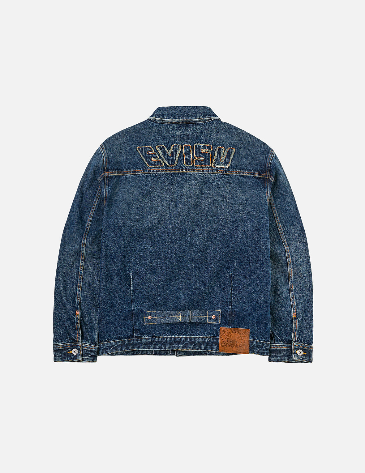 Distressed Seagull Print and Frayed Logo Patch Embroidery Relax Fit Denim Jacket