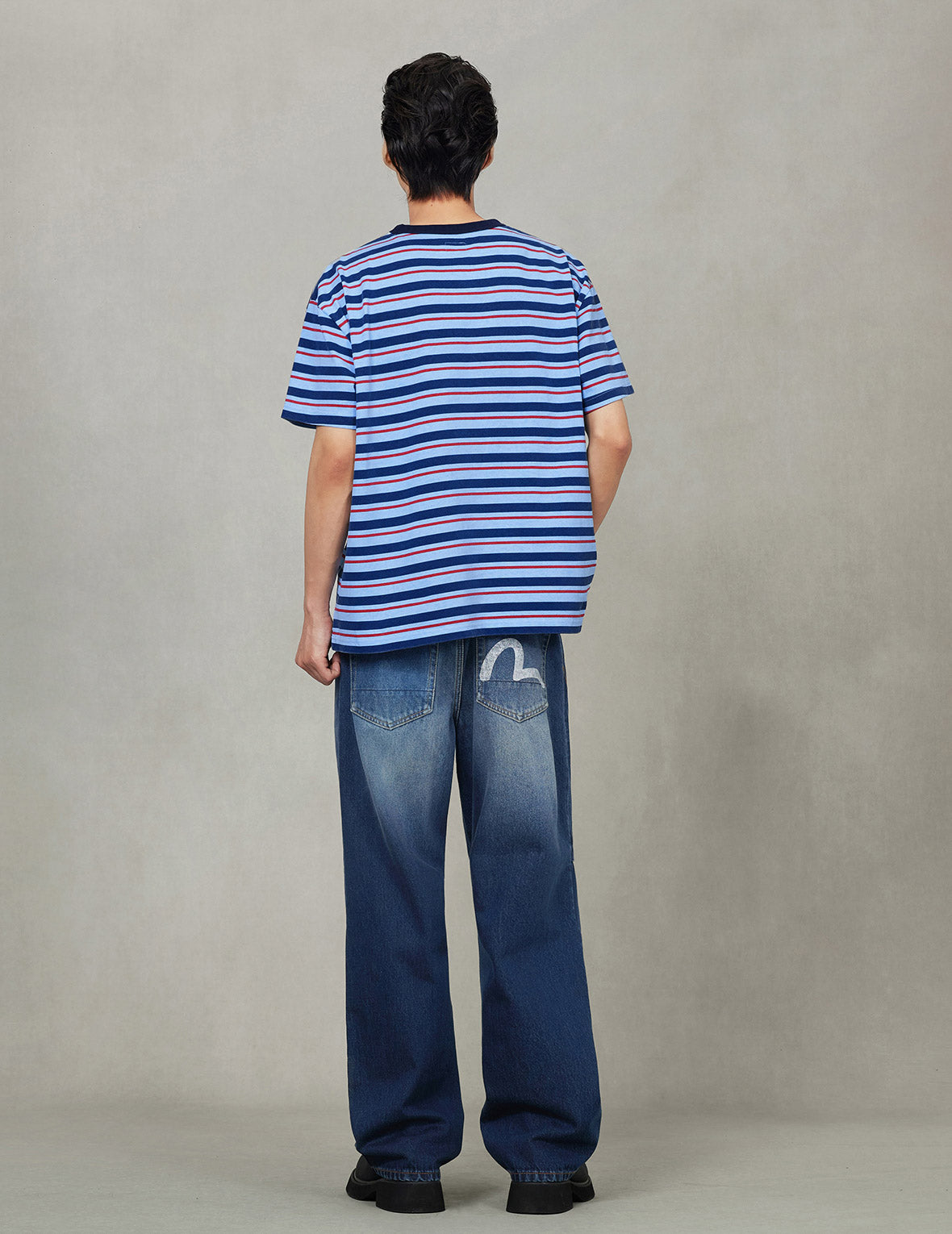 Hand-Drawn Seagull Print 3D Fit Jeans