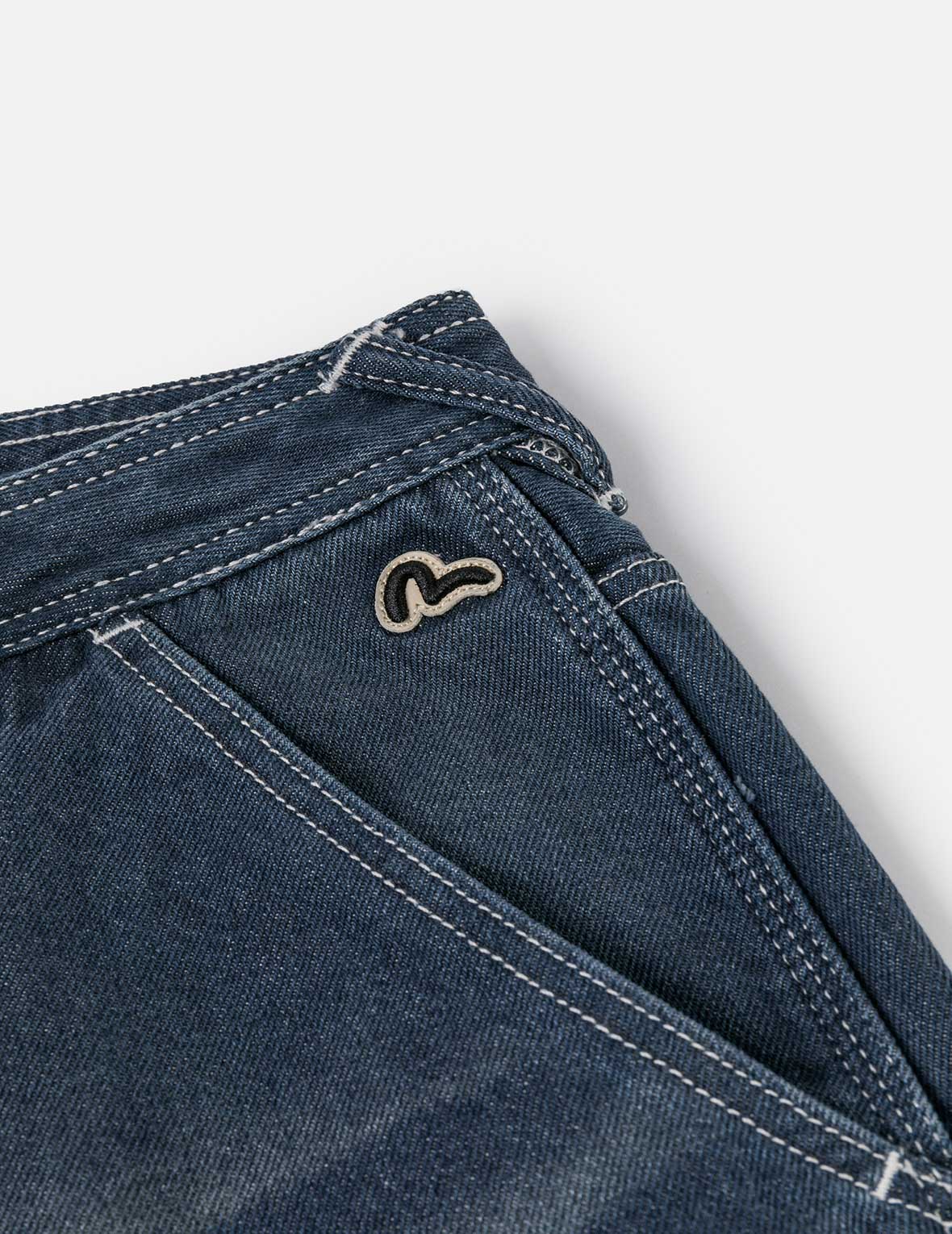 Distressed Seagull Print Loose Fit Cargo Jeans