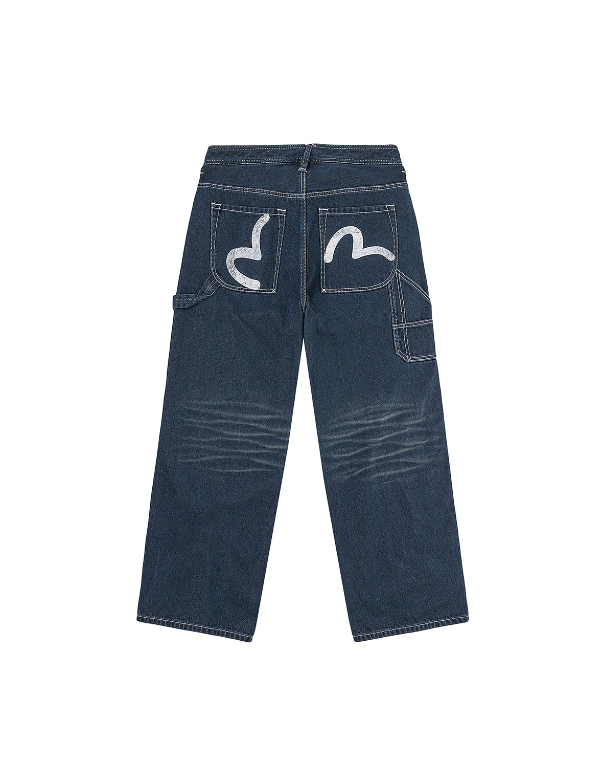Distressed Seagull Print Loose Fit Cargo Jeans