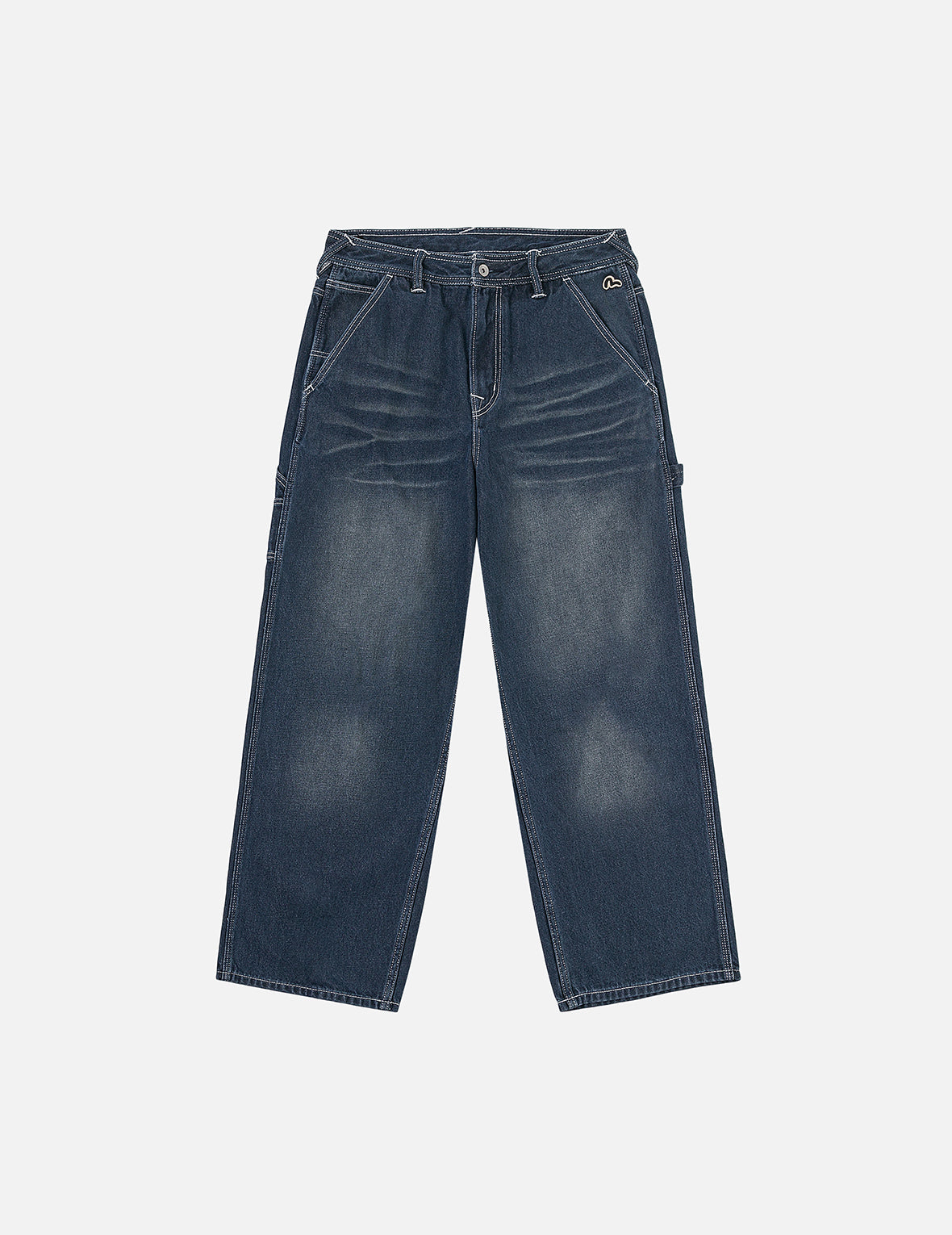 Distressed Seagull Print Loose Fit Cargo Jeans