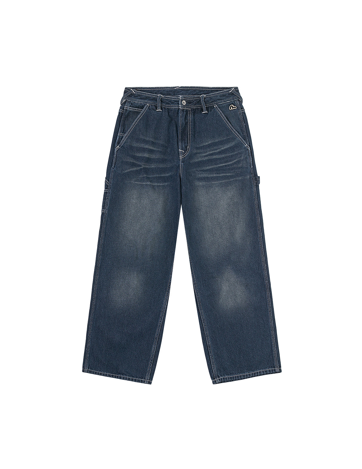 Distressed Seagull Print Loose Fit Cargo Jeans