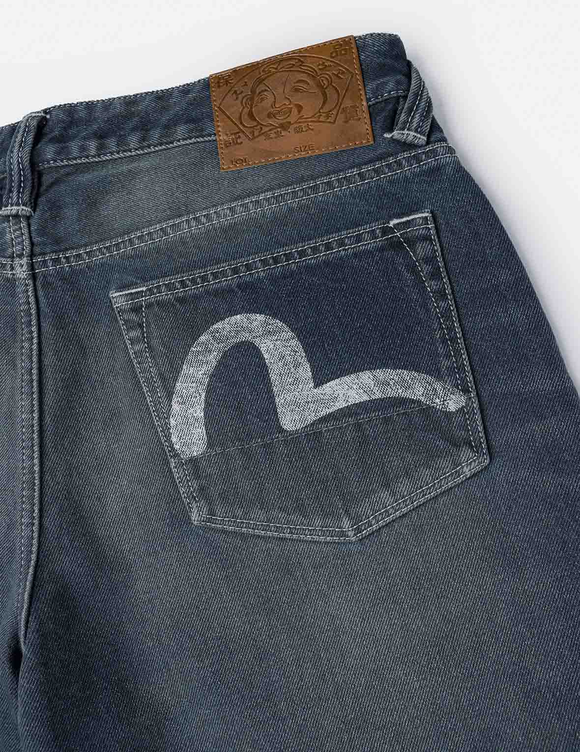 Distressed Seagull Print with Irregular Patches Loose Fit Denim Jeans