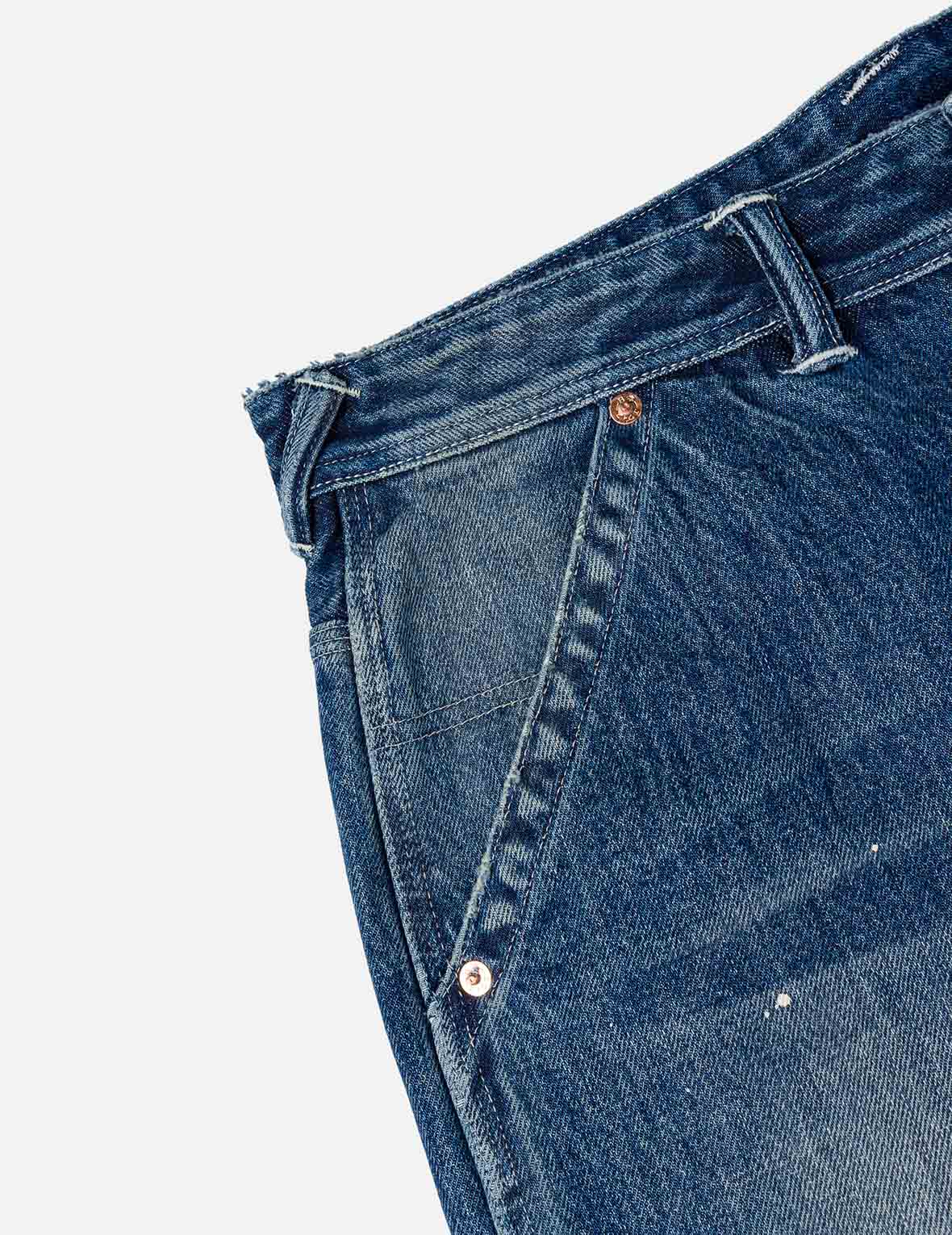 Washed and Distressed Daicock Print Relax Fit Jeans