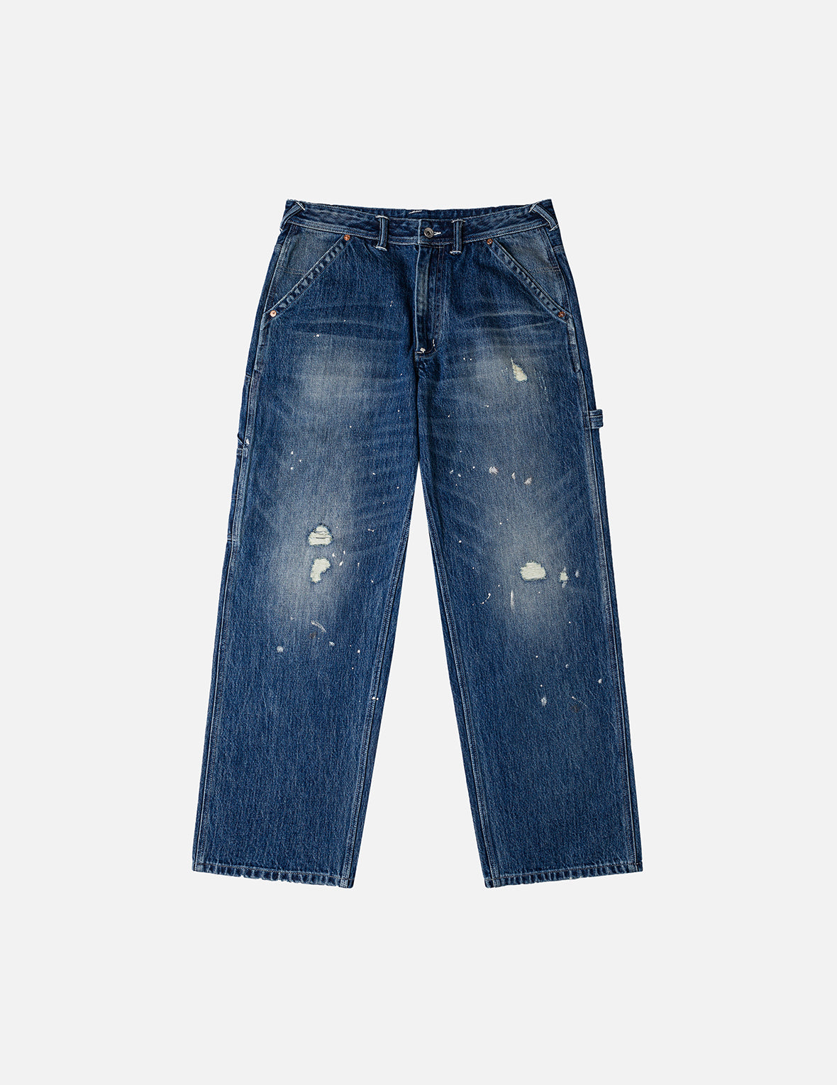 Washed and Distressed Daicock Print Relax Fit Jeans