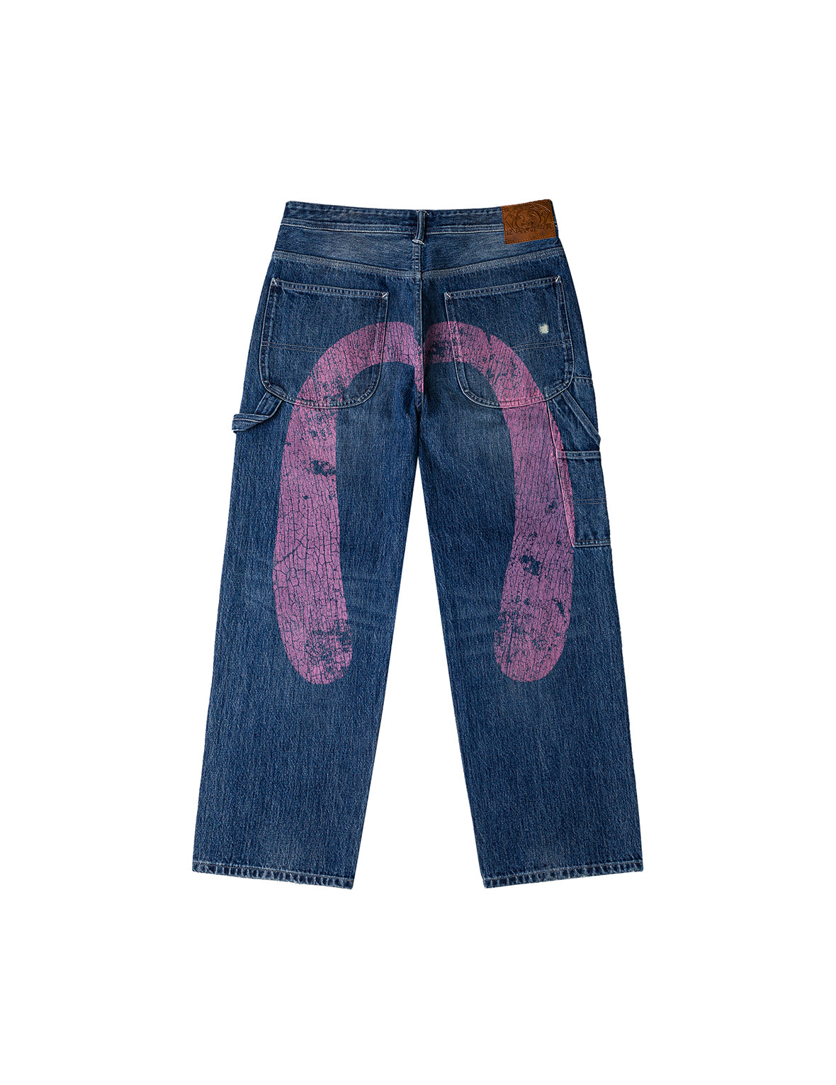 Washed and Distressed Daicock Print Relax Fit Jeans