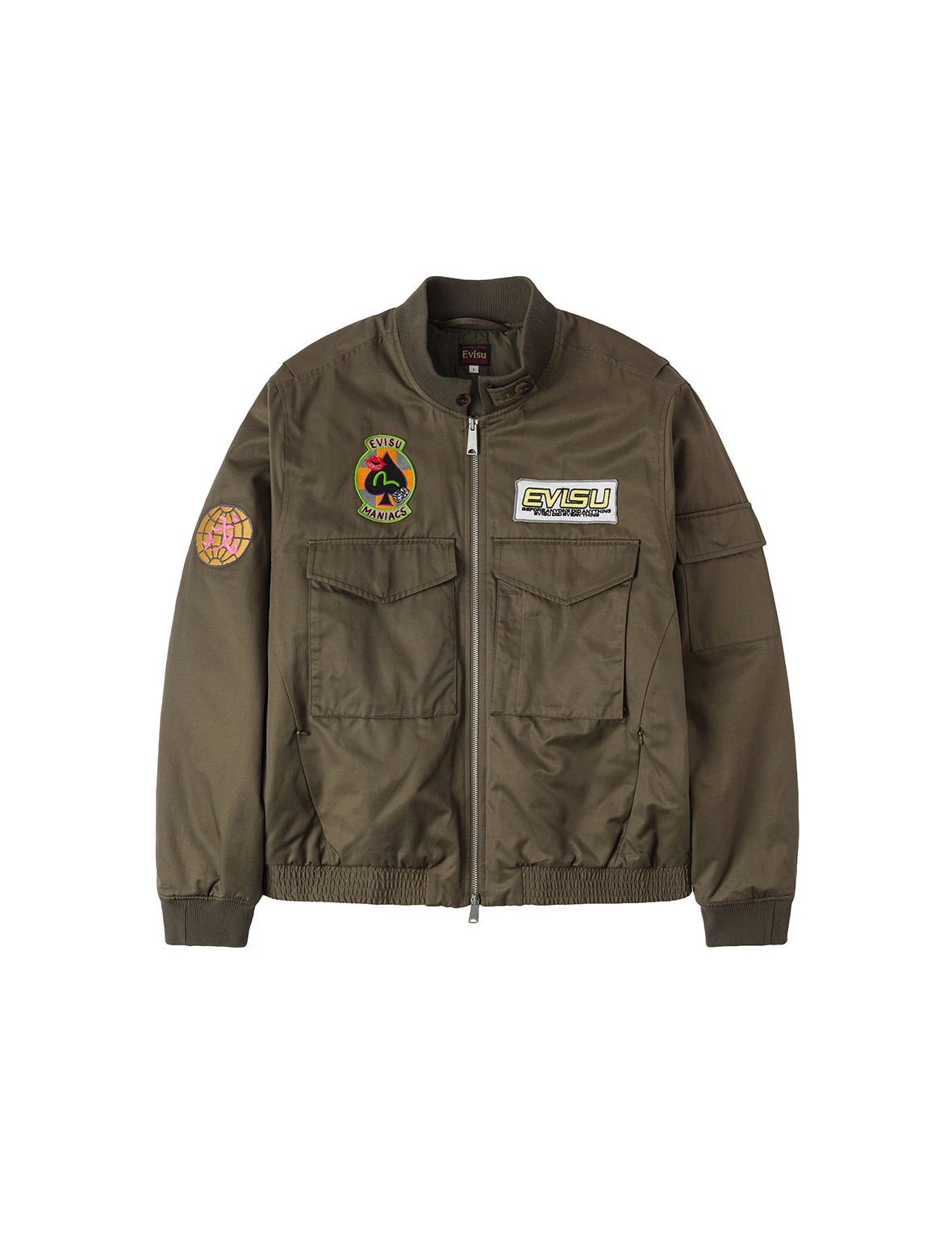 多重商標刺繡徽章常規版型夾棉飛行員外套