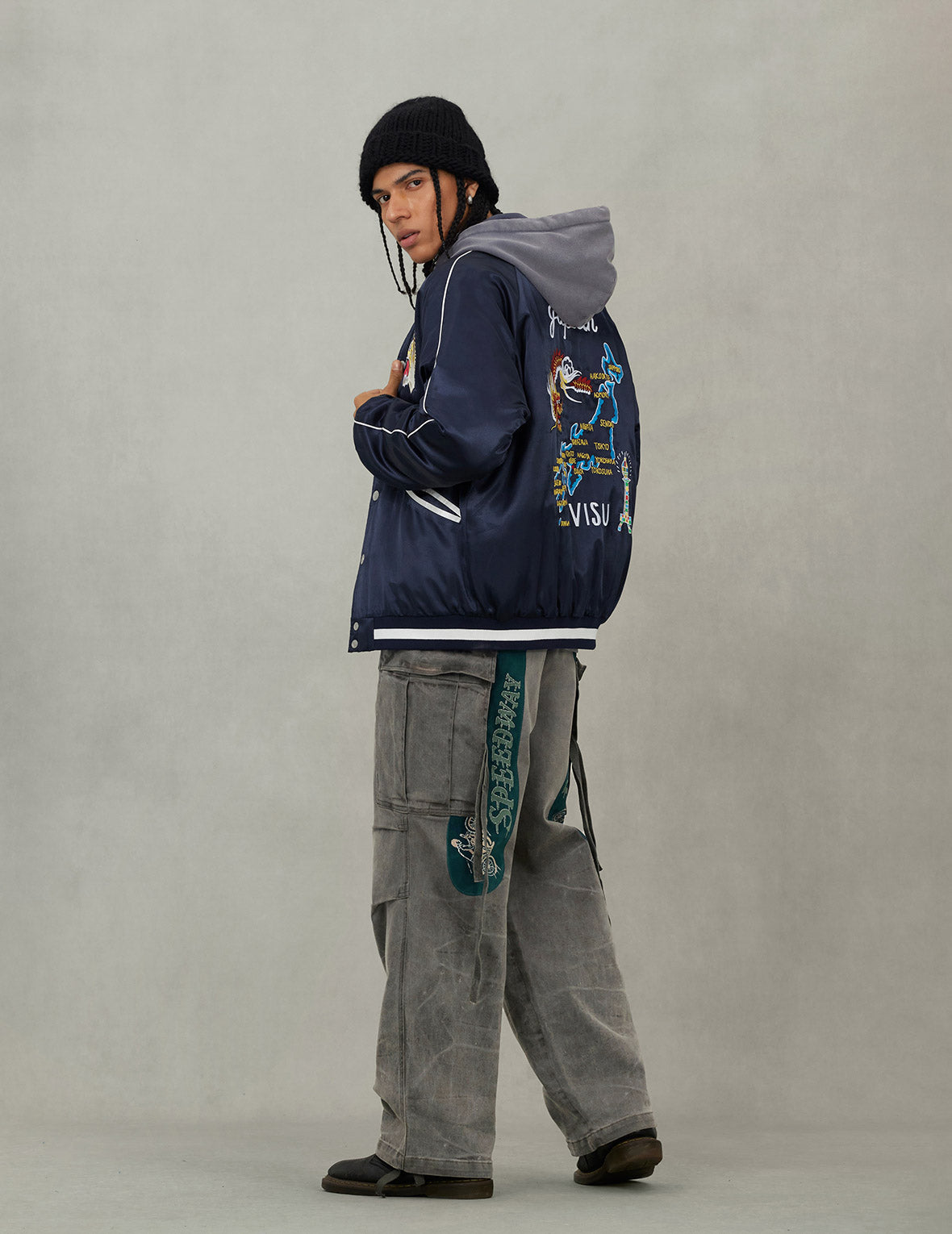 EVISU 檔案刺繡常規版型夾棉橫須賀外套