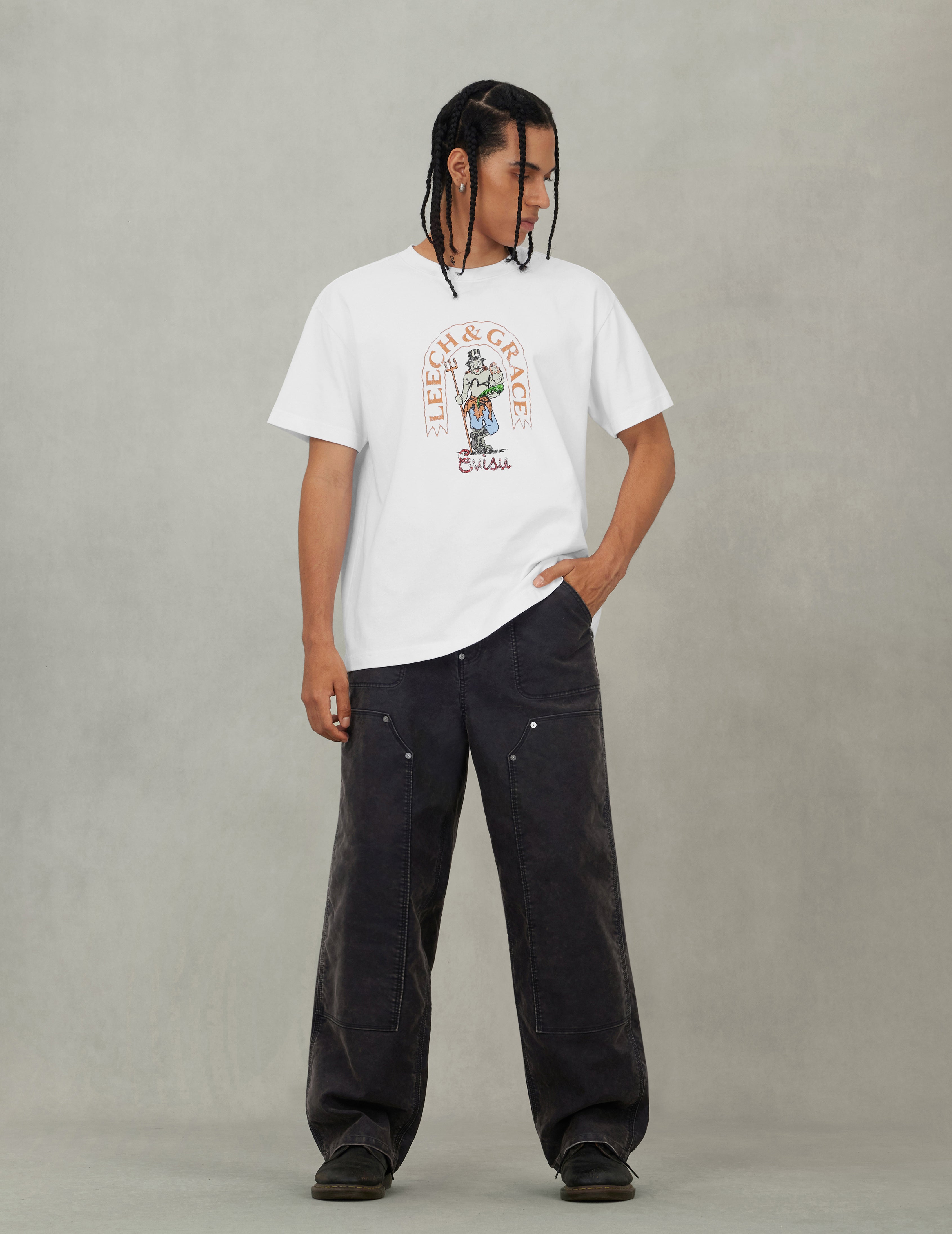 斑駁海鷗印花和多口袋常規版型工裝褲