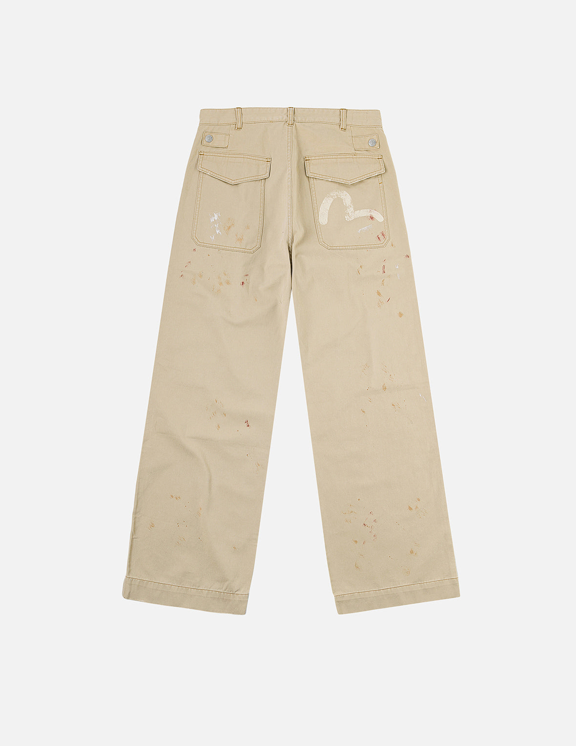 手繪海鷗與潑墨印花寬版休閒飛行褲