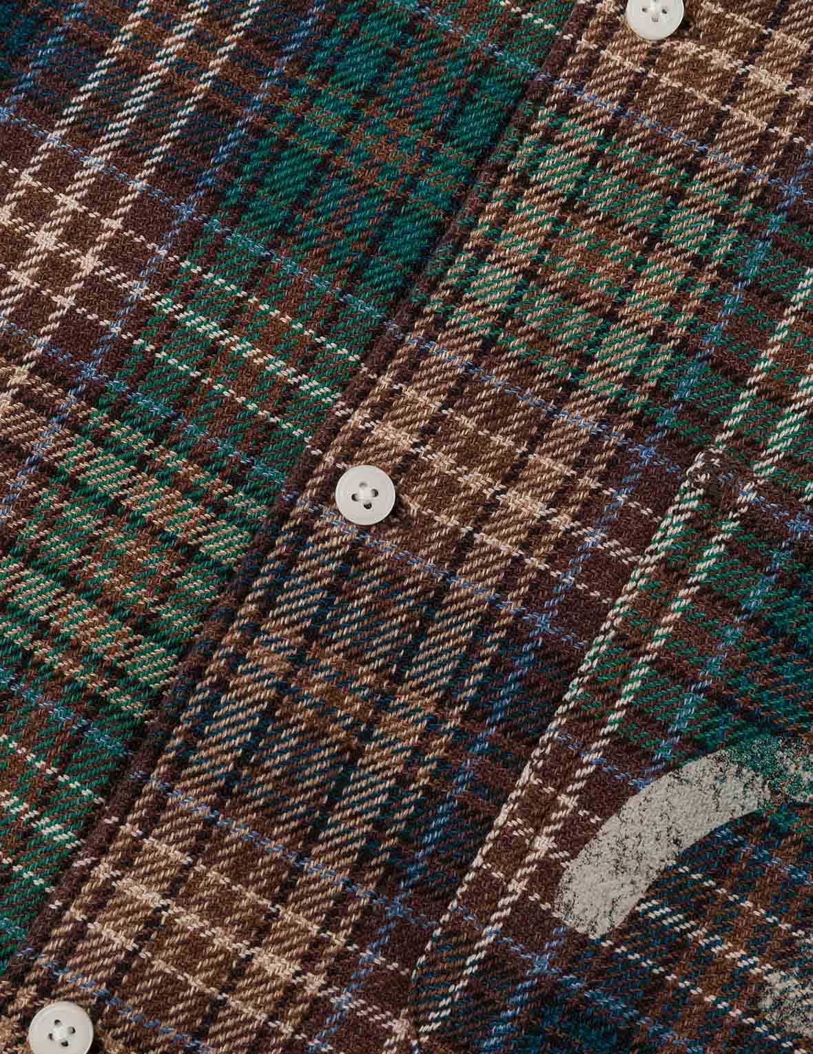 海鷗印花常規版型法蘭絨格紋襯衫