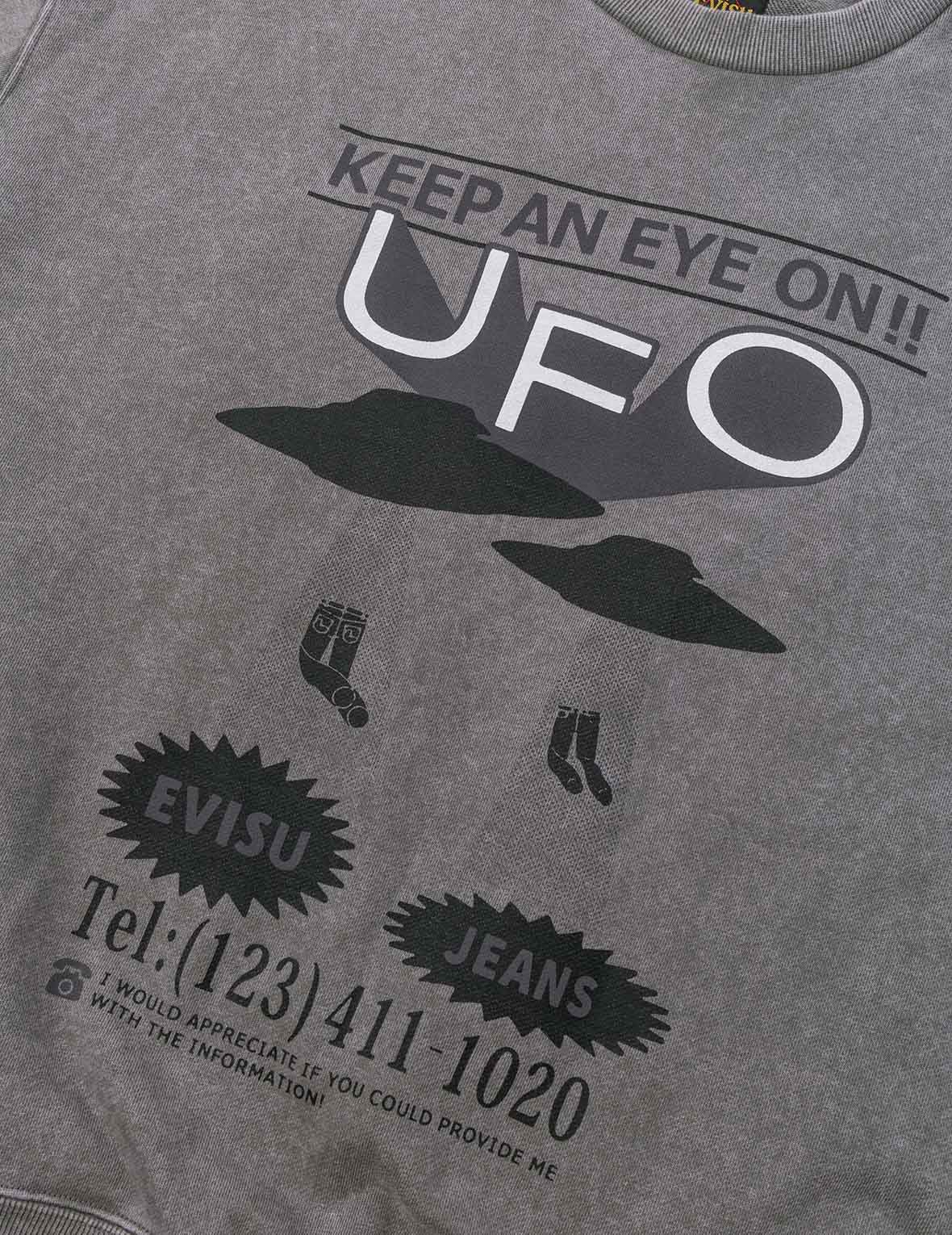 UFO Print and Seagull Appliqué Relax Fit Hoodie