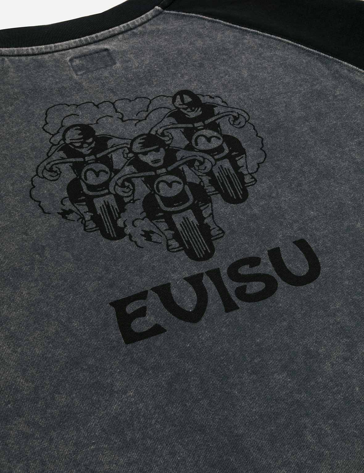 復古越野摩托車印花寬版休閒長袖T恤