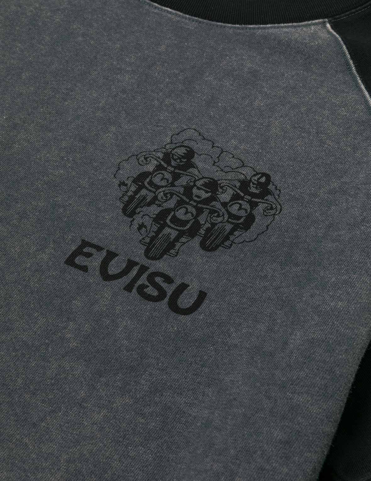 復古越野摩托車印花寬版休閒長袖T恤