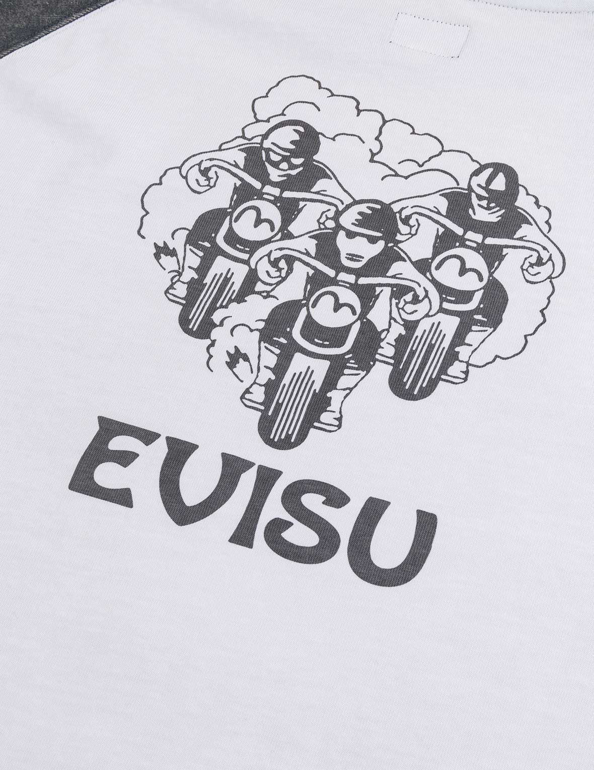 復古越野摩托車印花寬版休閒長袖T恤