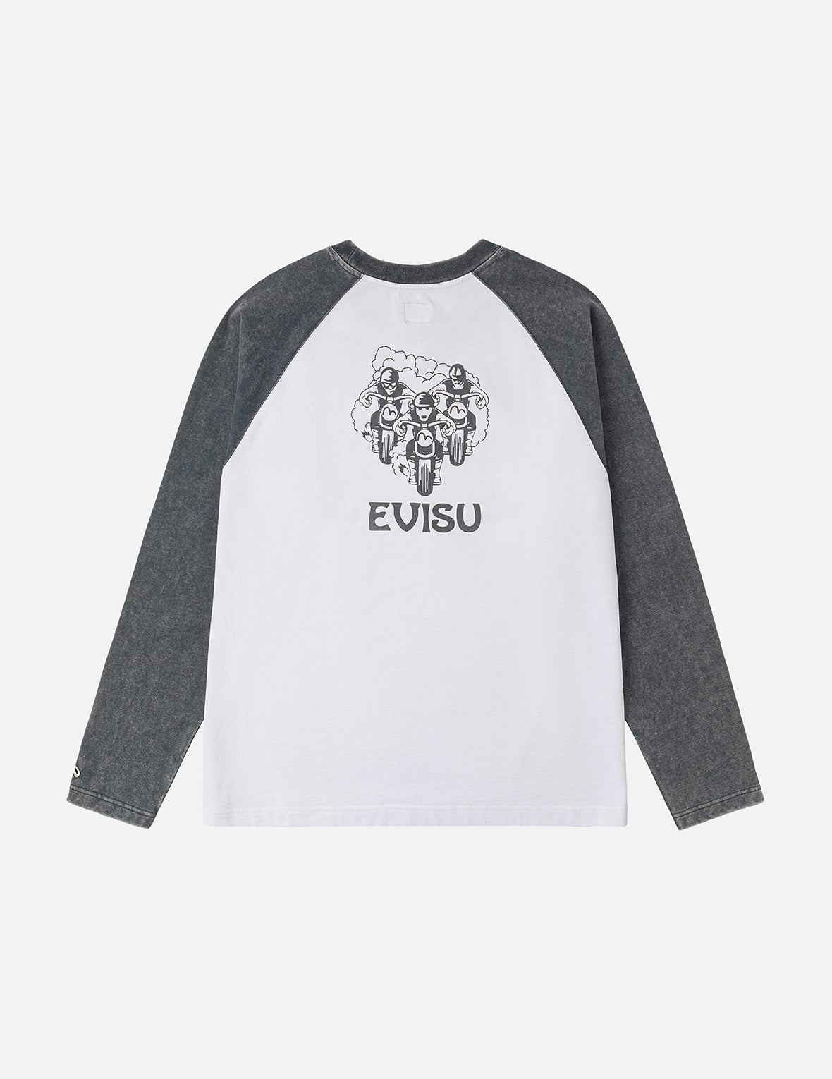 復古越野摩托車印花寬版休閒長袖T恤