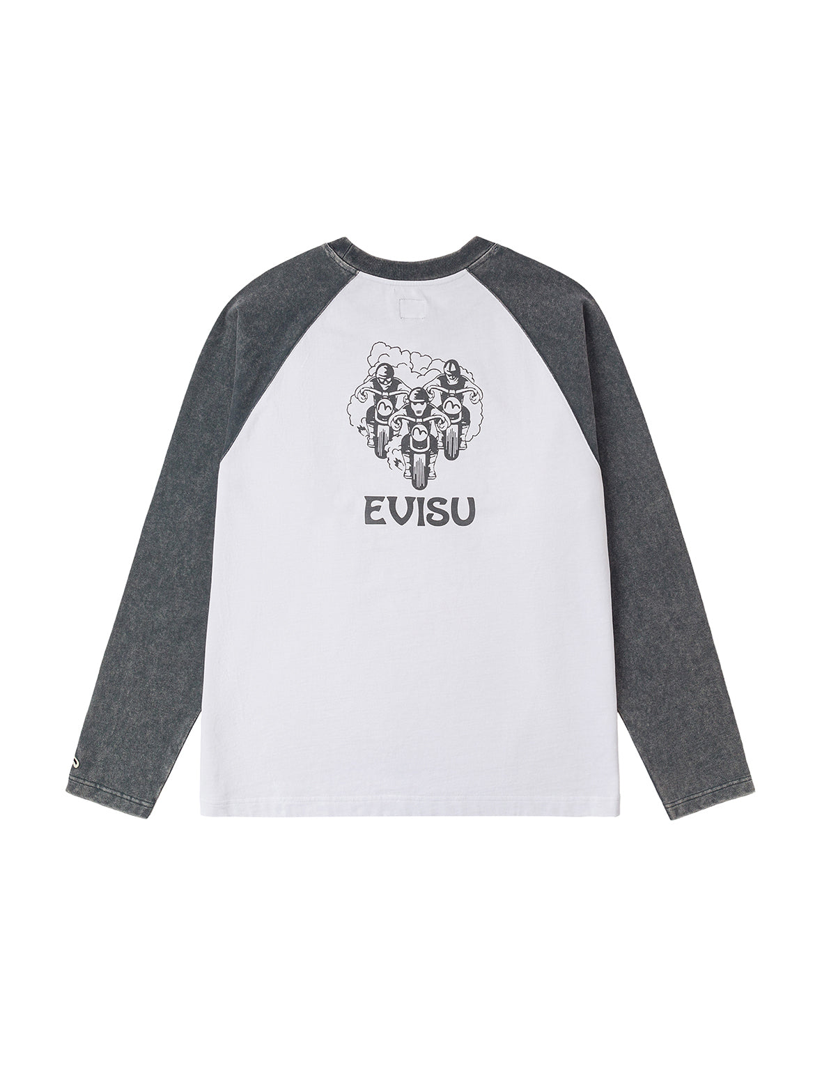 復古越野摩托車印花寬版休閒長袖T恤