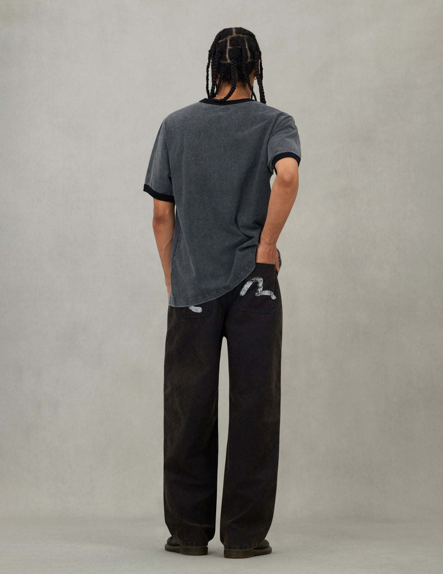 EVISU Workwear Print Relax Fit Ringer T-shirt