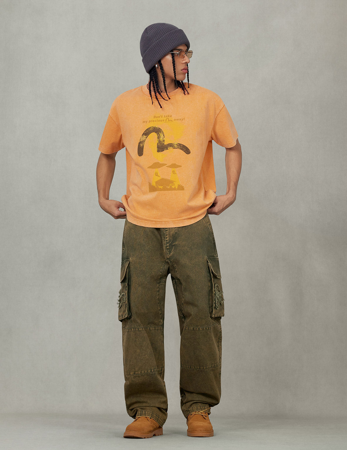 UFO Abduction Print Relax Fit T-shirt