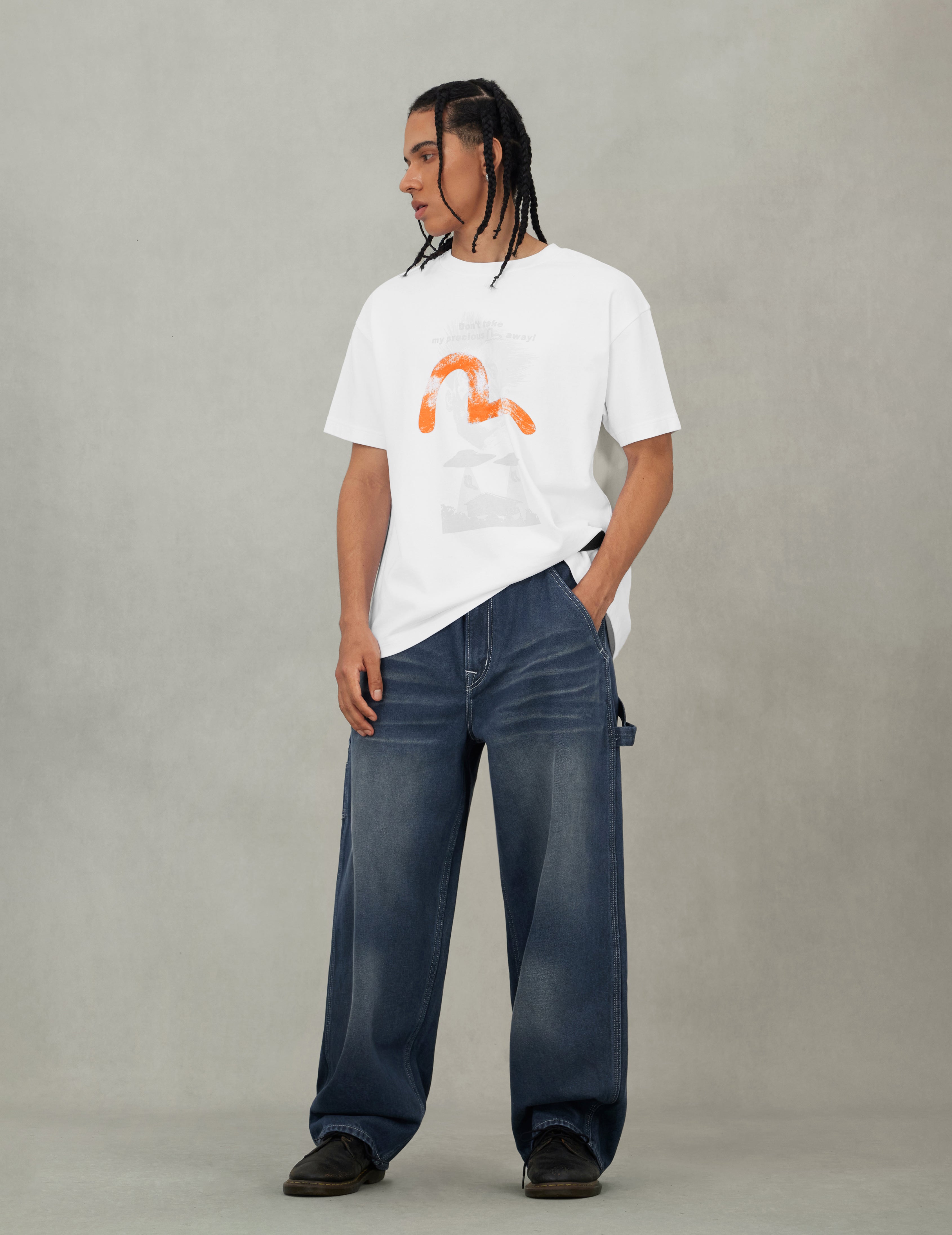 UFO Abduction Print Relax Fit T-shirt