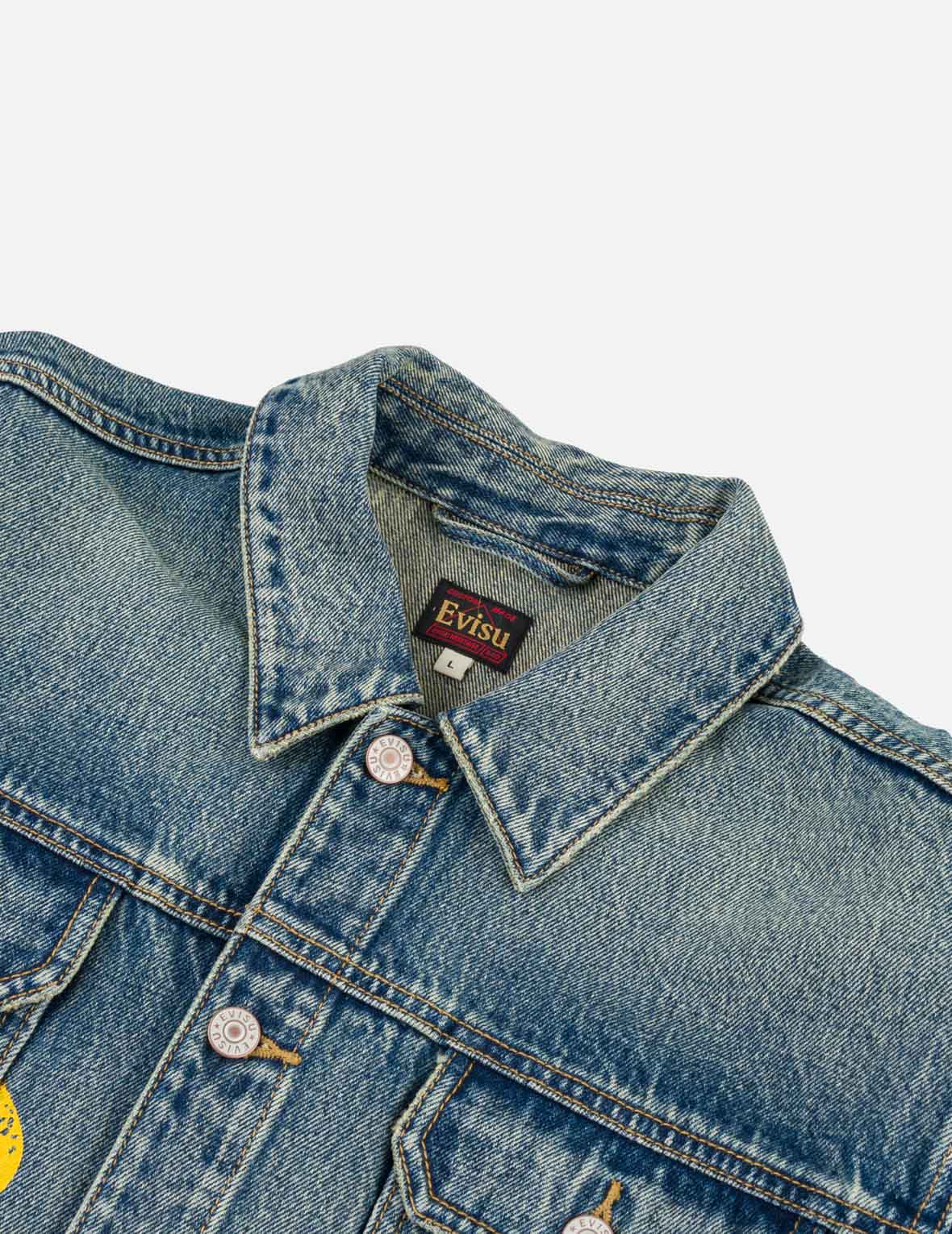Evisu Logo Print Denim Work Jacket