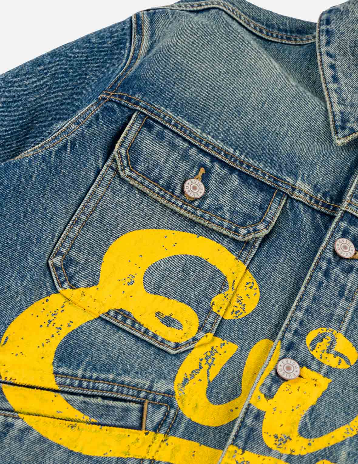 Evisu Logo Print Denim Work Jacket