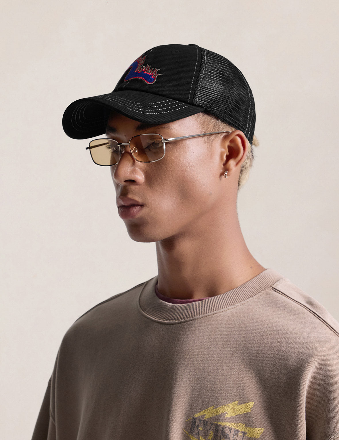 火焰海鷗刺繡網眼卡車司機帽