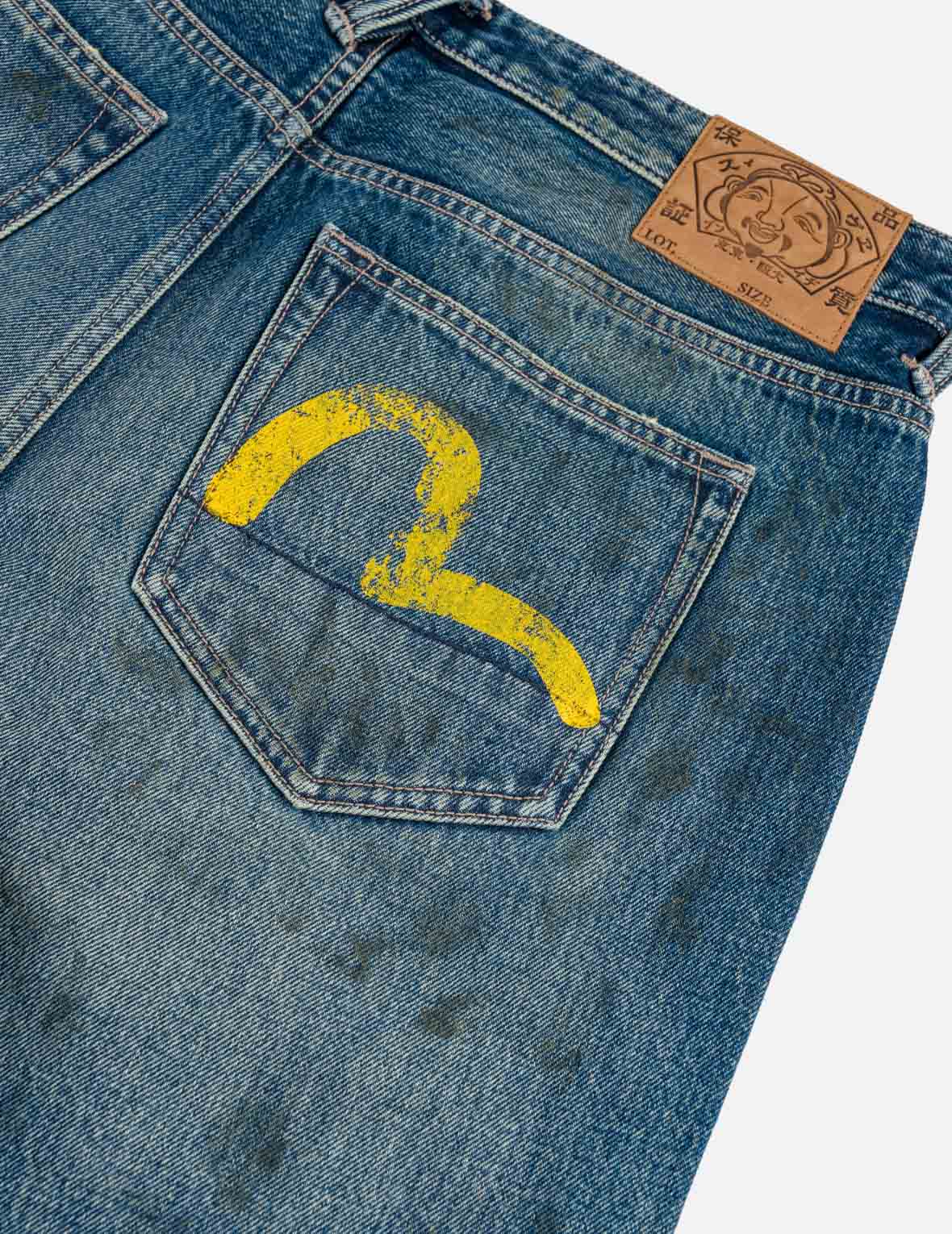 Oil Stain Evisu Logo Loose Fit Jeans