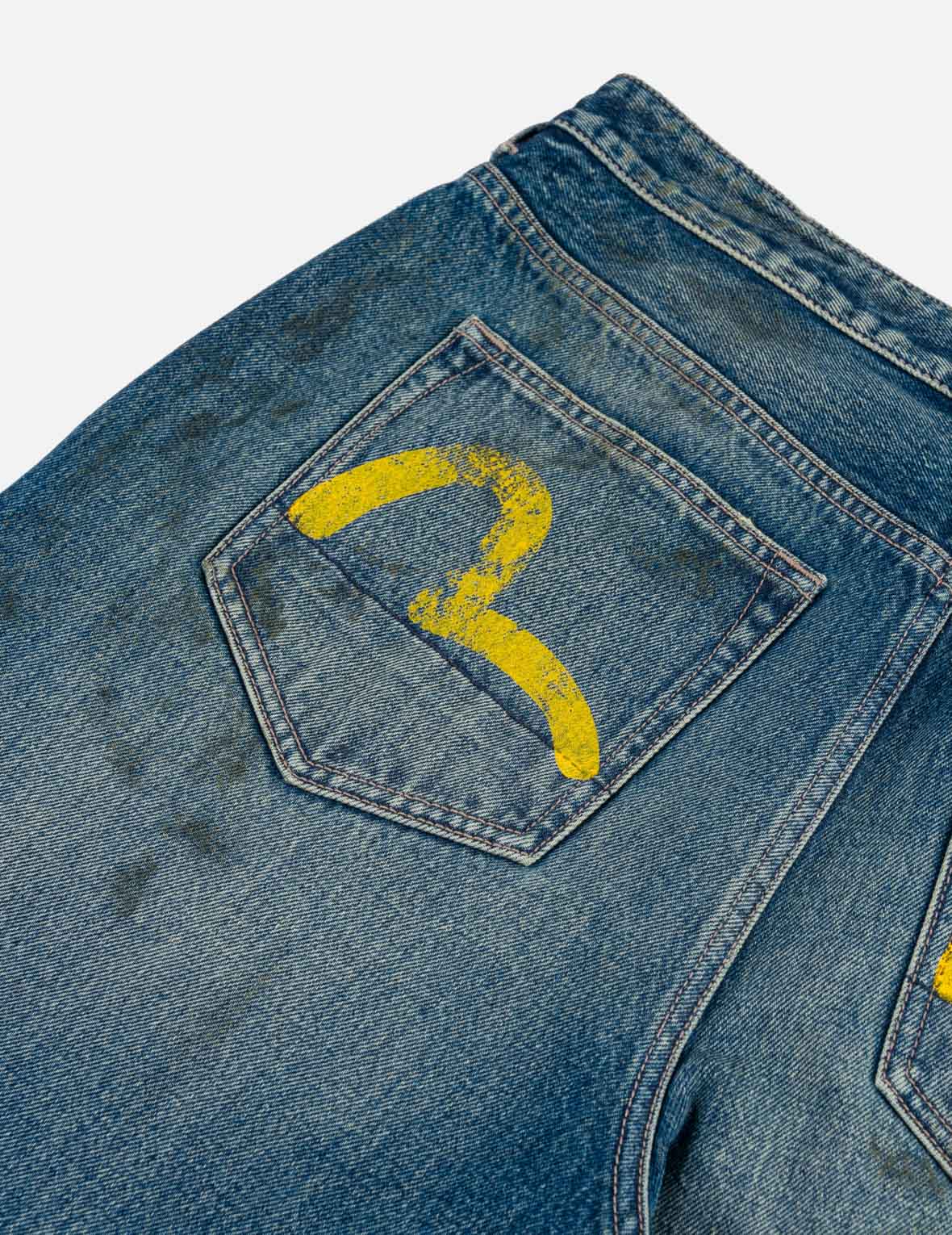 Oil Stain Evisu Logo Loose Fit Jeans