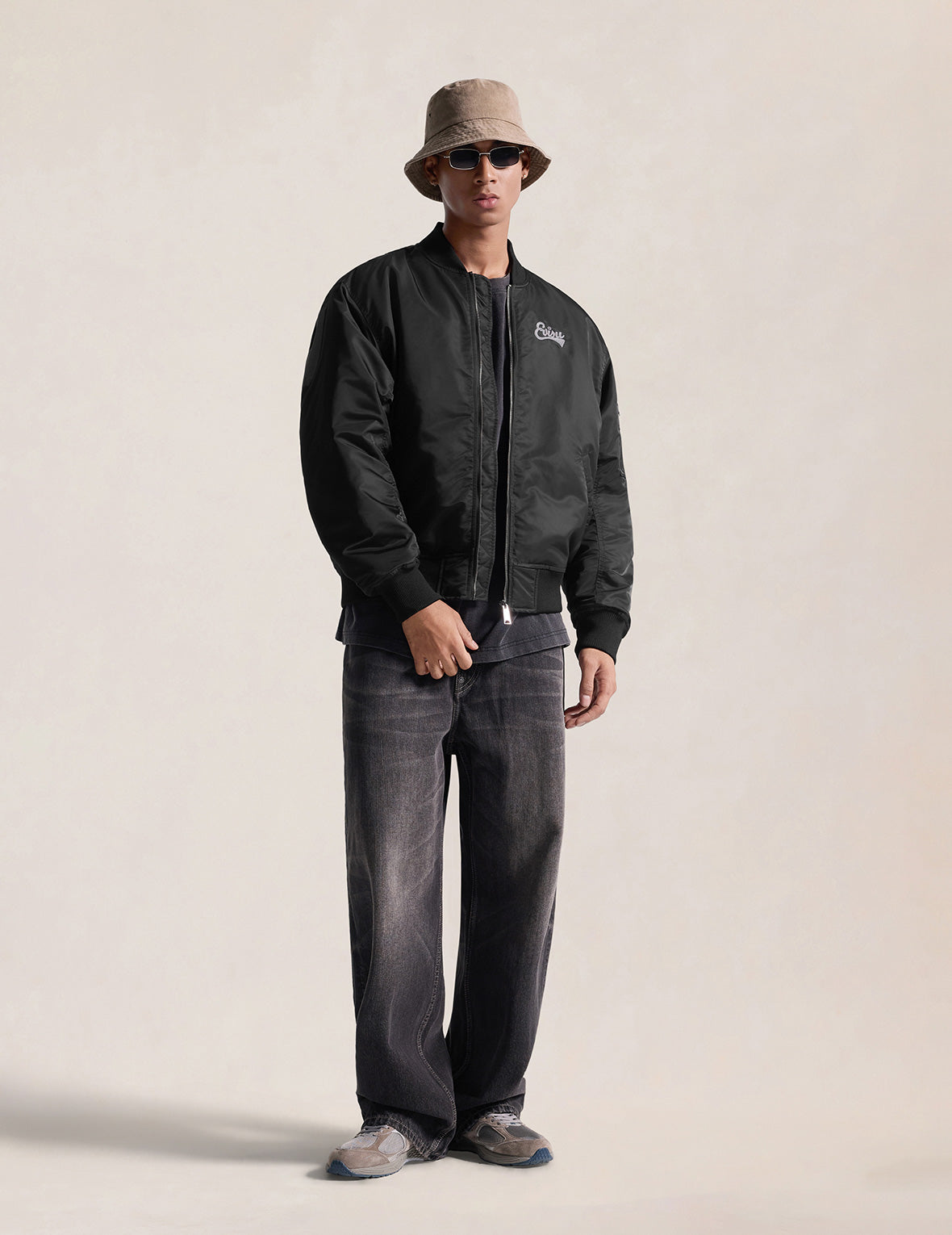 Padded Sun-Faded Daicock Bomber Jacket