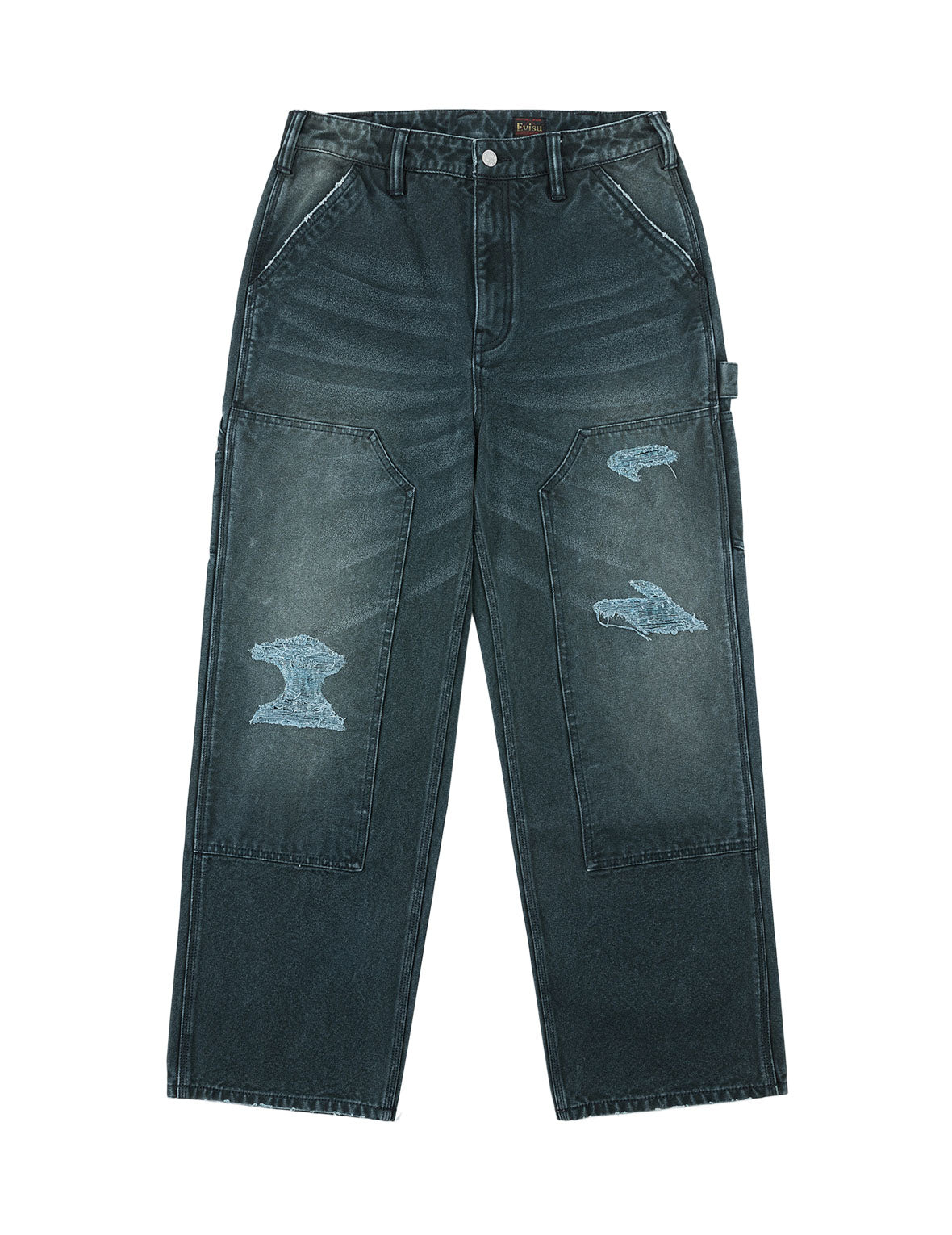 復古水洗雙膝工裝長褲