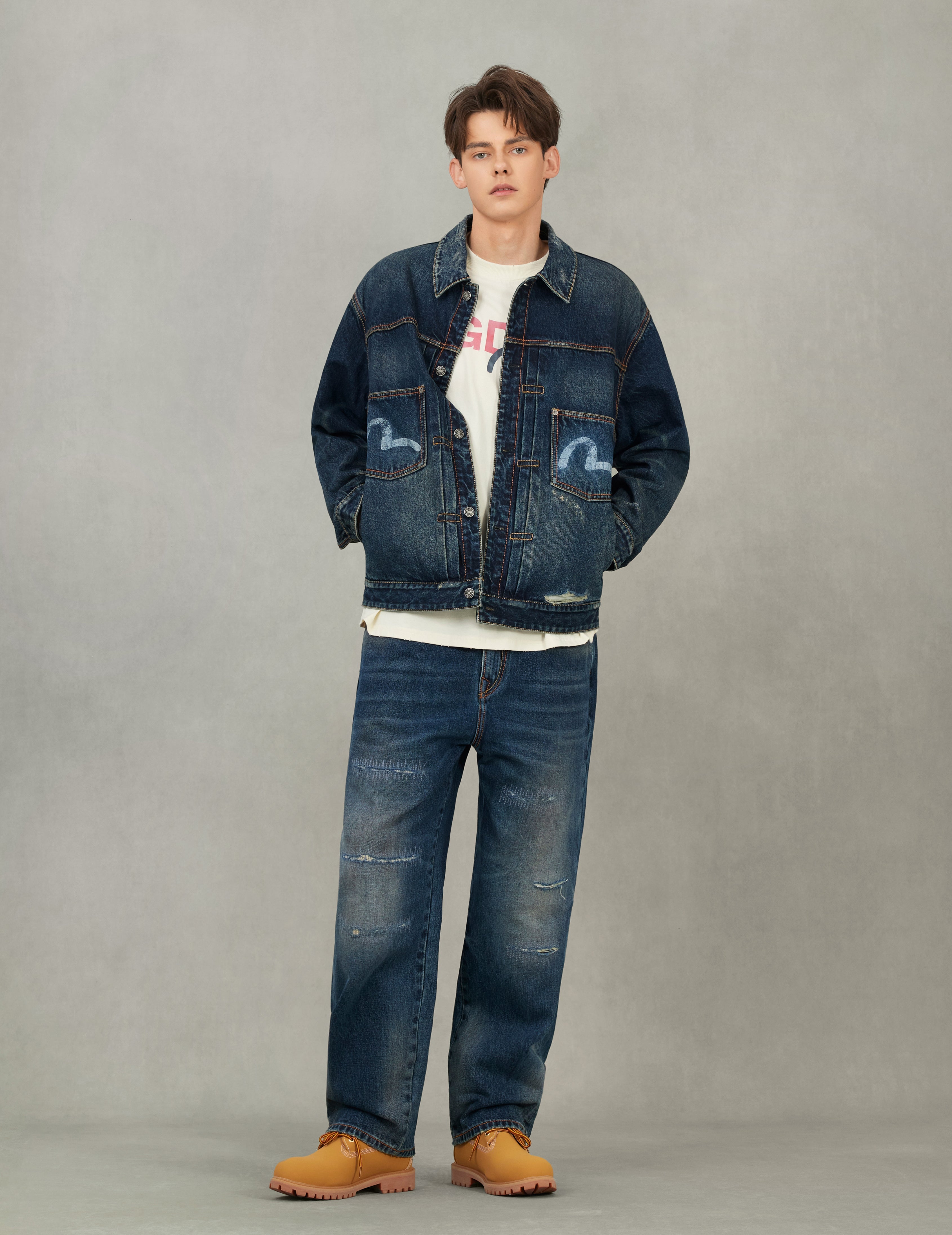 EVISU X GDC 洗水寬版休閒牛仔外套