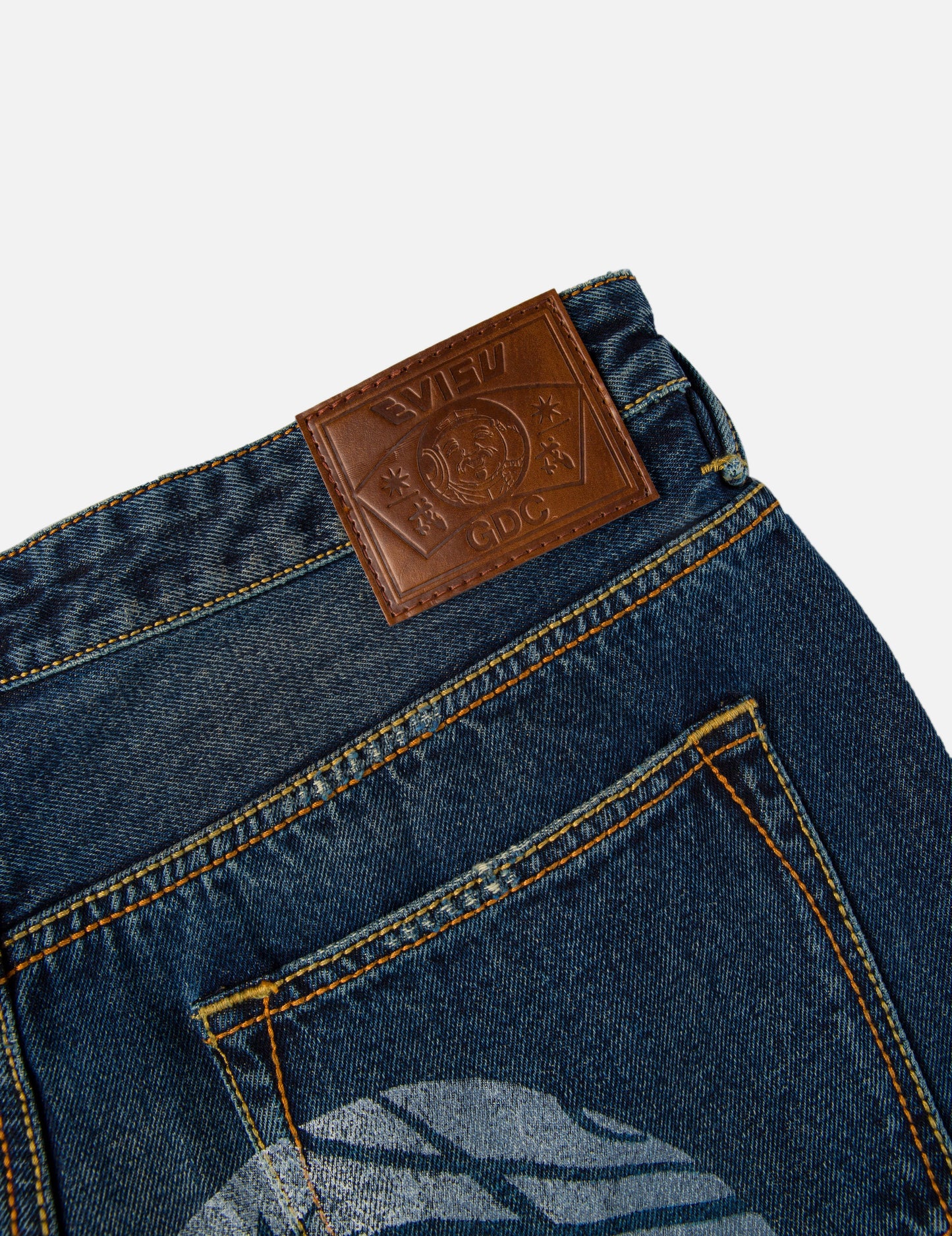 EVISU X GDC 大M印花寬版休閒牛仔褲