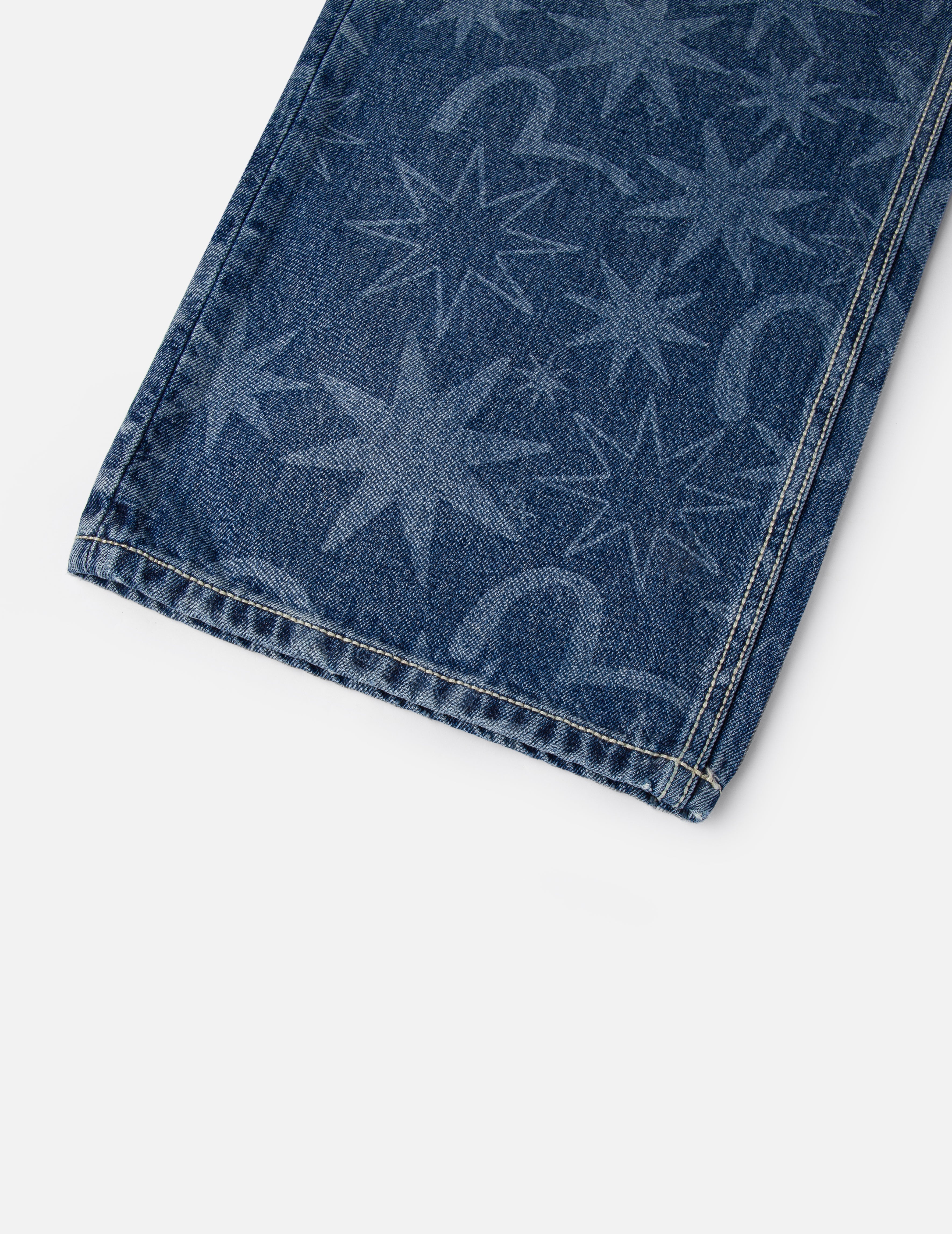 EVISU X GDC 滿地洗水印花寬版休閒牛仔褲