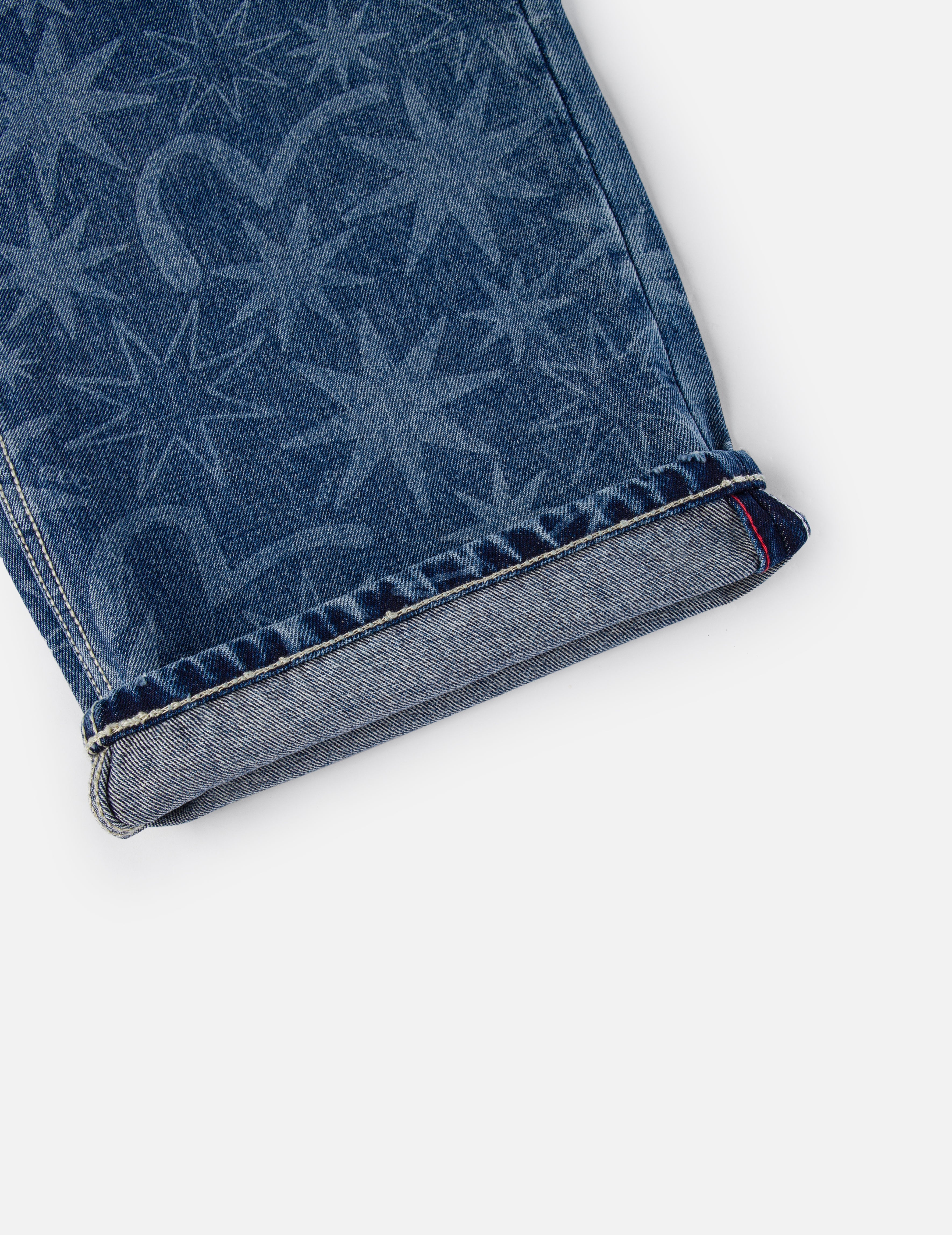 EVISU X GDC 滿地洗水印花寬版休閒牛仔褲