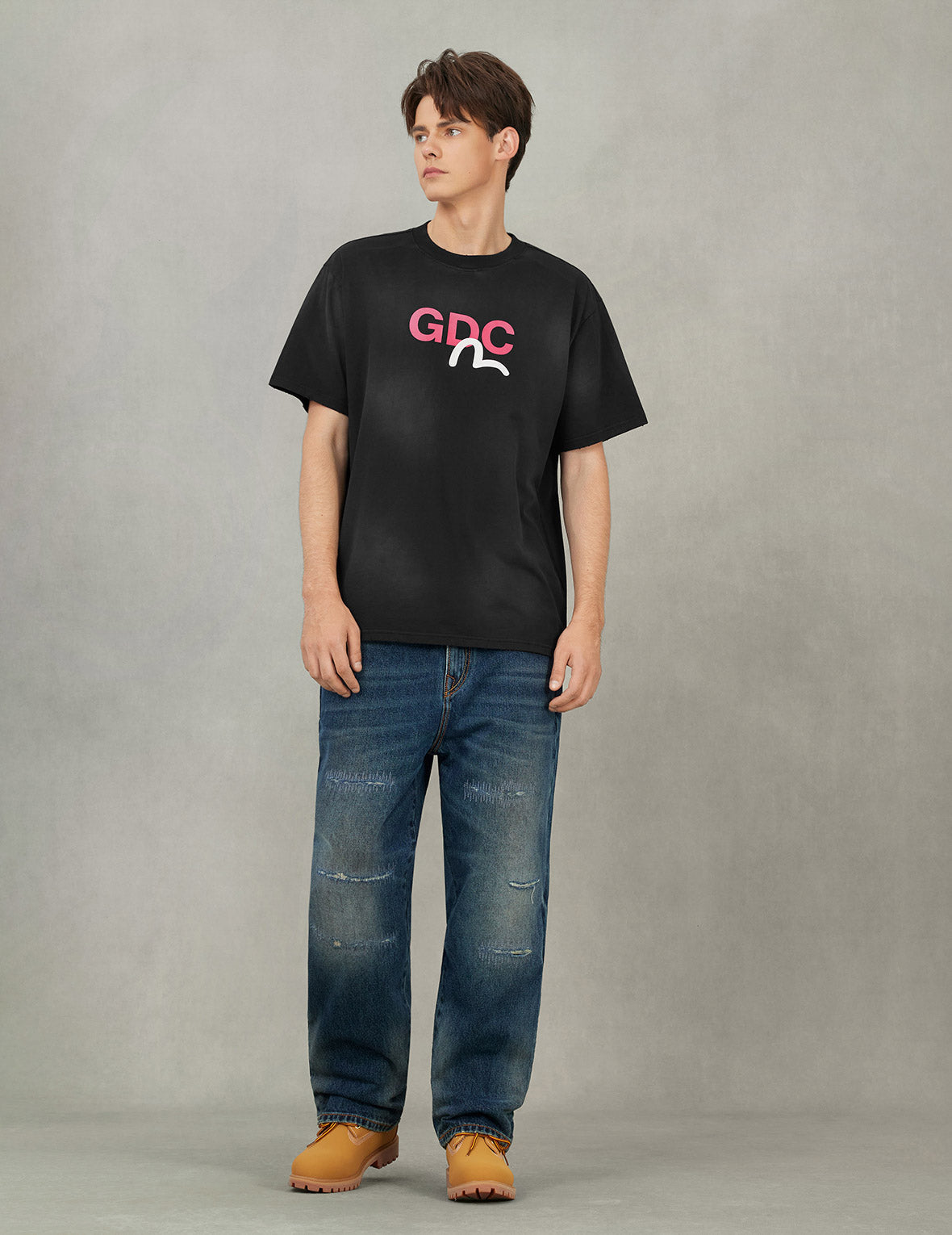 EVISU X GDC 髒洗寬版休閒T恤