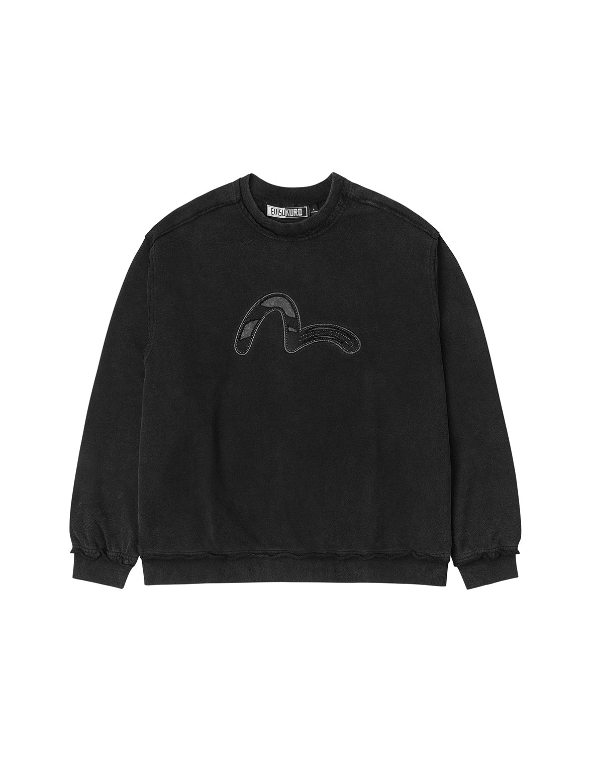 Acid-wash and Distressed Seagull Appliqué Relax Fit Sweatshirt