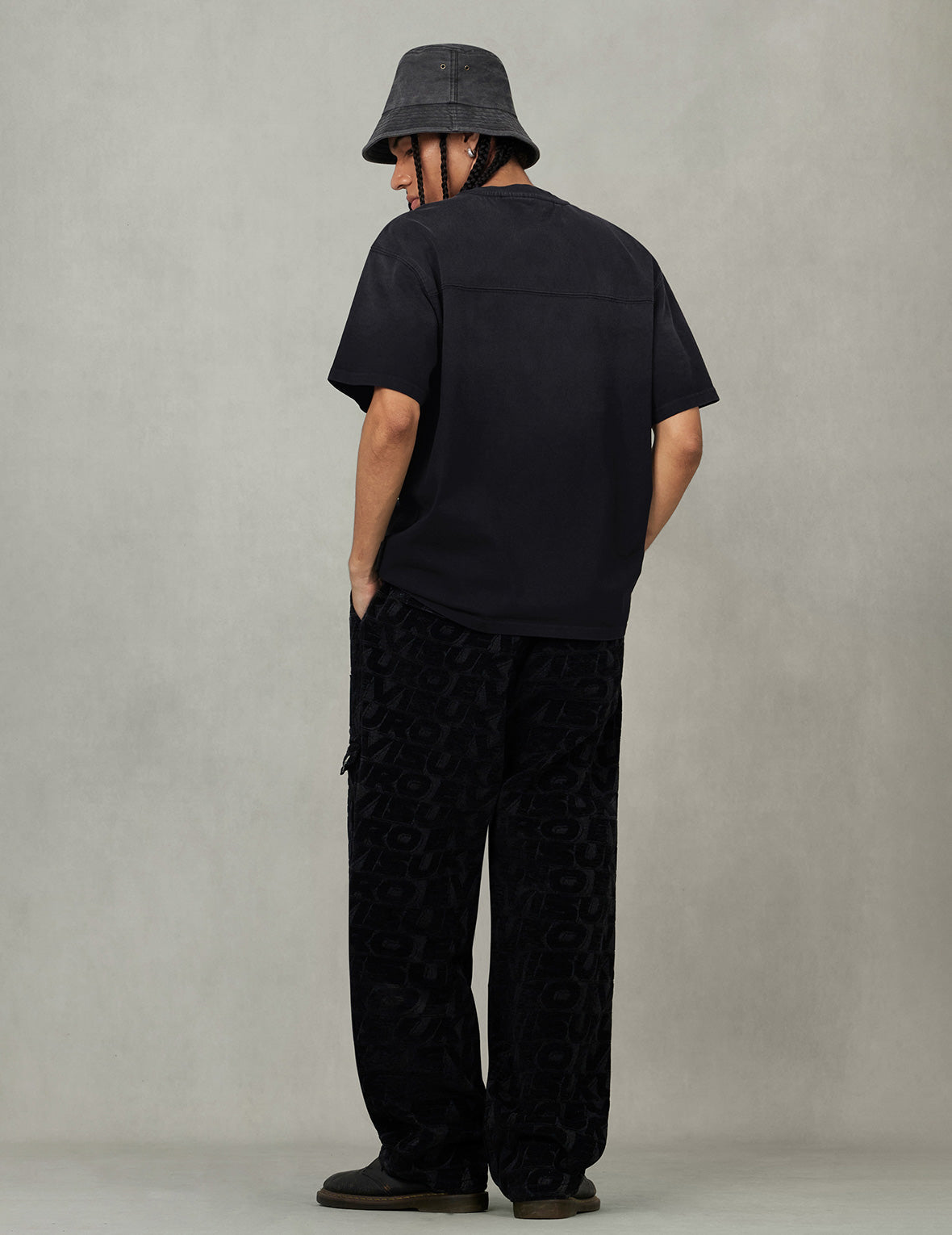 EVISUKURO Waffle Embroidery and Spray Dye Relax Fit T-shirt