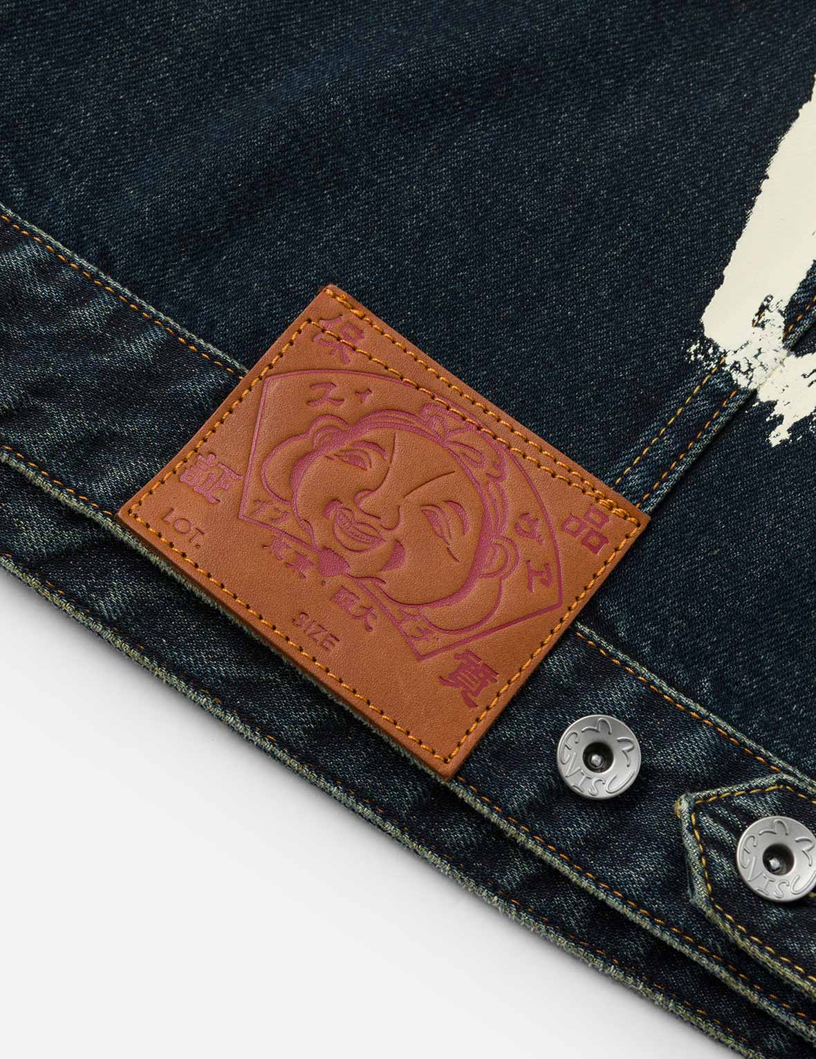 Washed Brushstroke Daicock Print Regular Fit Denim Jacket