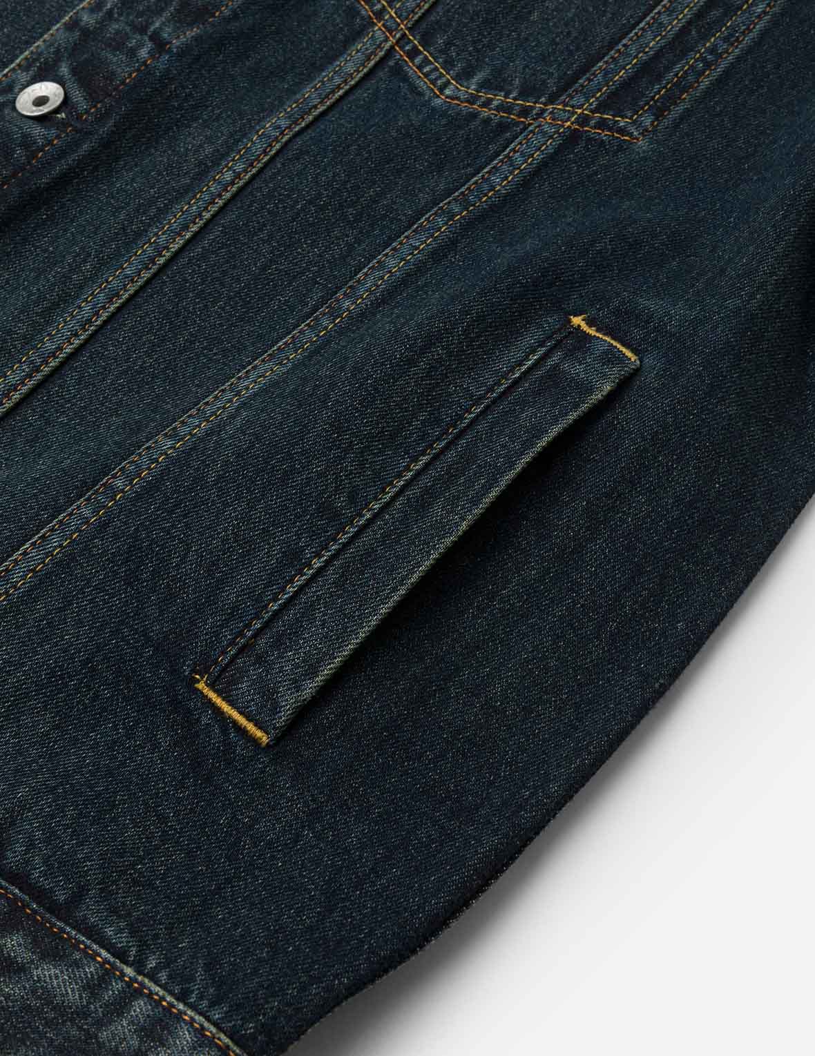 Washed Brushstroke Daicock Print Regular Fit Denim Jacket