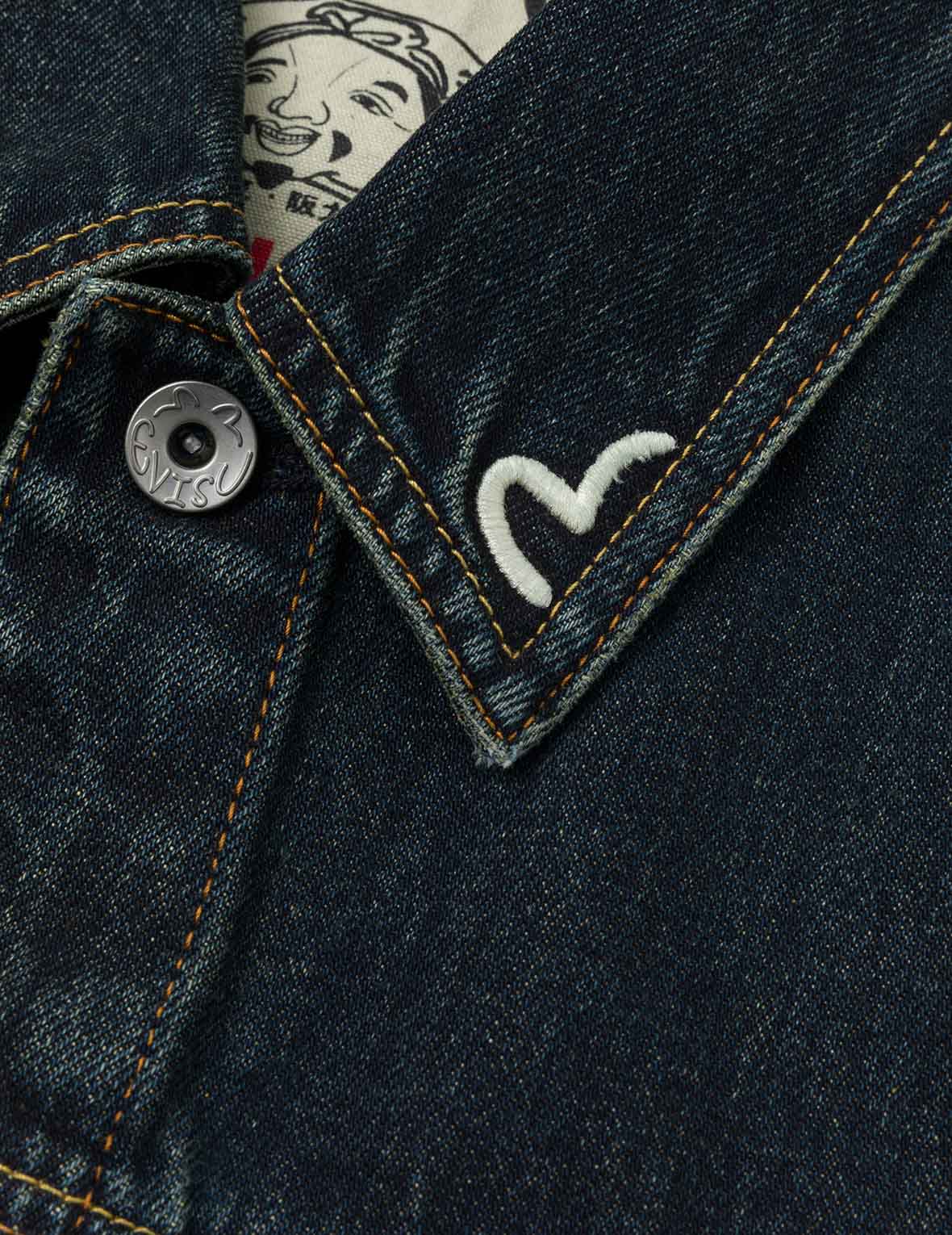 Washed Brushstroke Daicock Print Regular Fit Denim Jacket