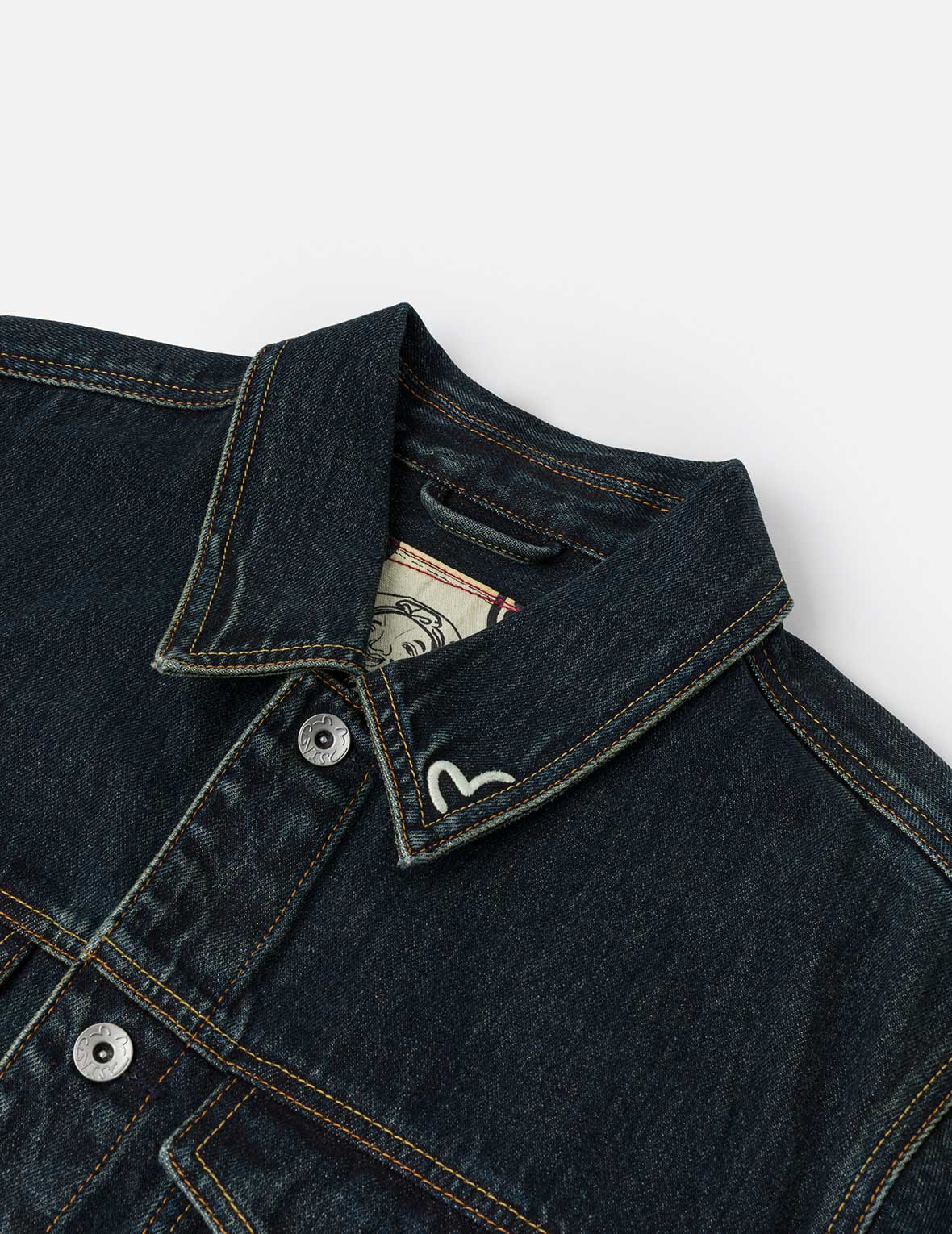 Washed Brushstroke Daicock Print Regular Fit Denim Jacket