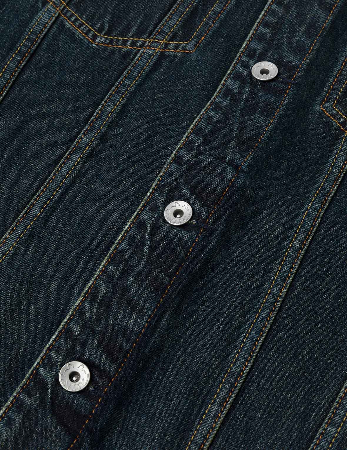 Washed Brushstroke Daicock Print Regular Fit Denim Jacket