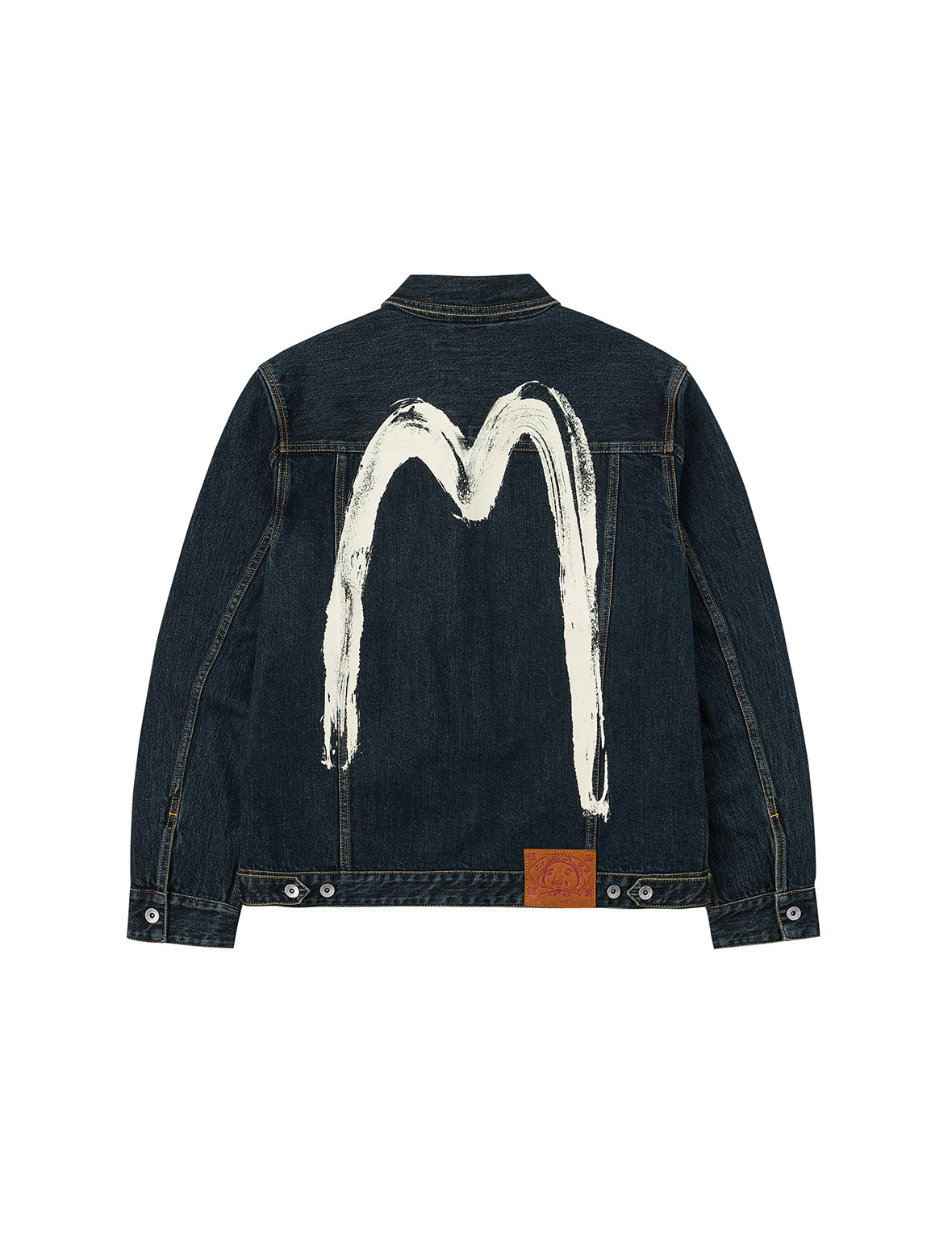 Washed Brushstroke Daicock Print Regular Fit Denim Jacket