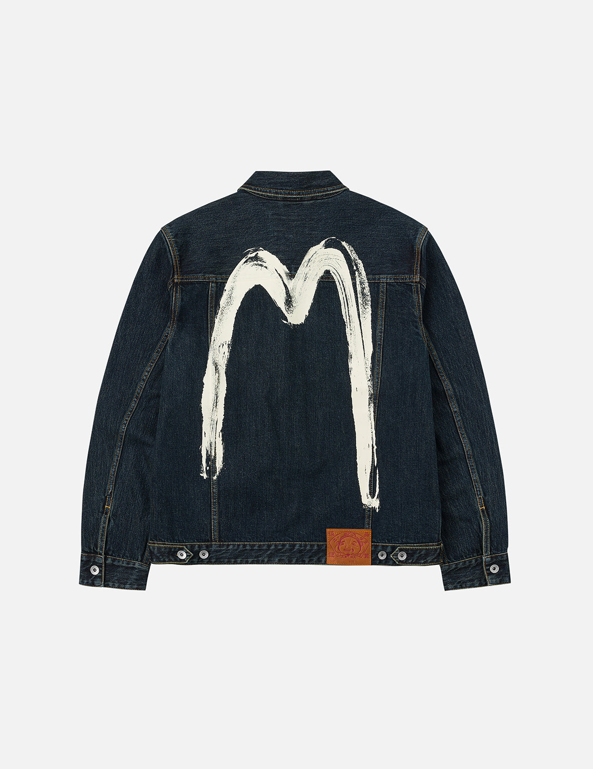 Washed Brushstroke Daicock Print Regular Fit Denim Jacket