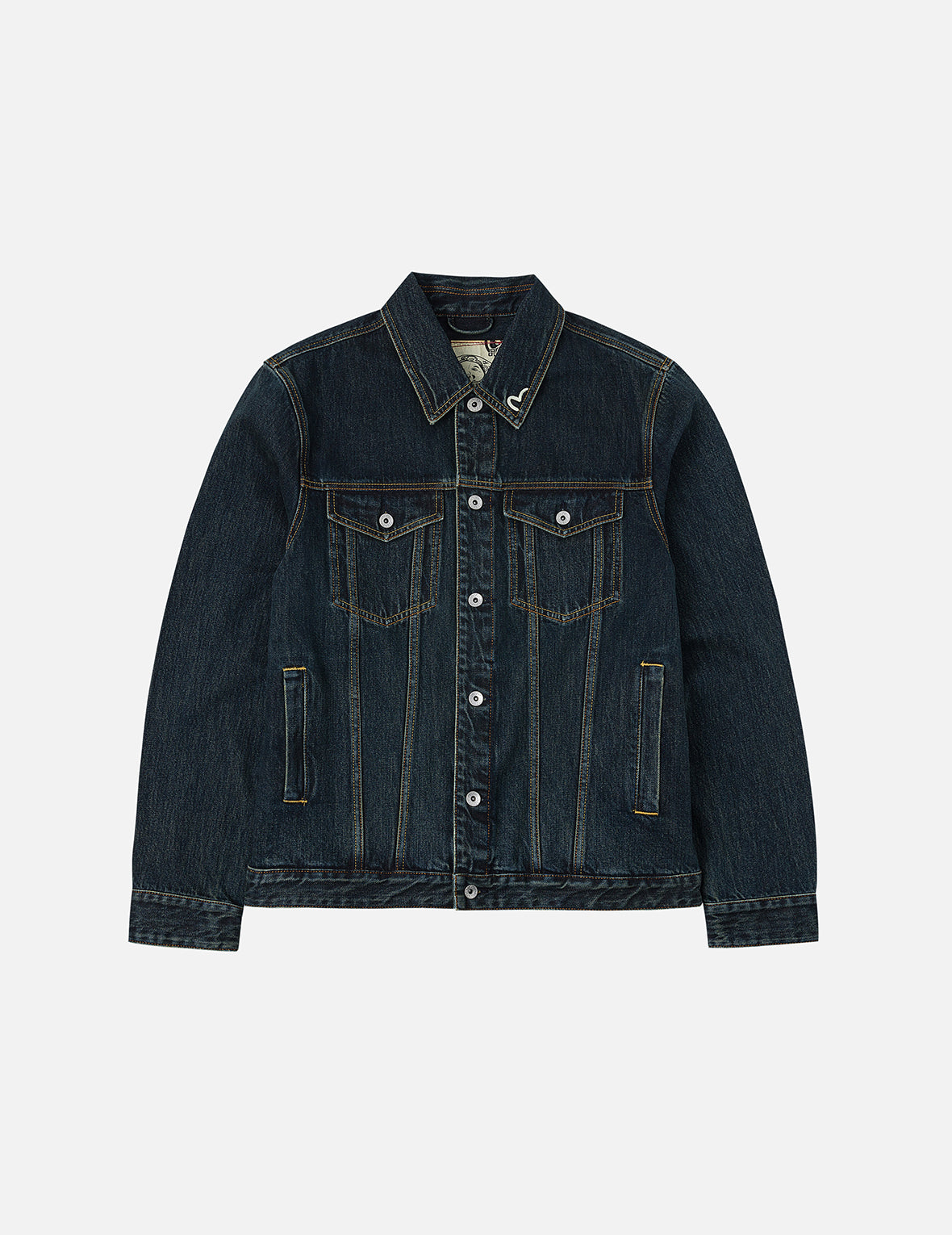 Washed Brushstroke Daicock Print Regular Fit Denim Jacket