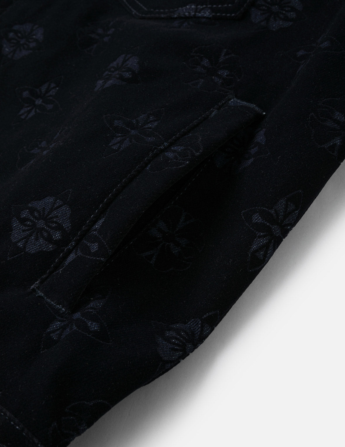 滿地家花植絨印花寬版休閒牛仔外套