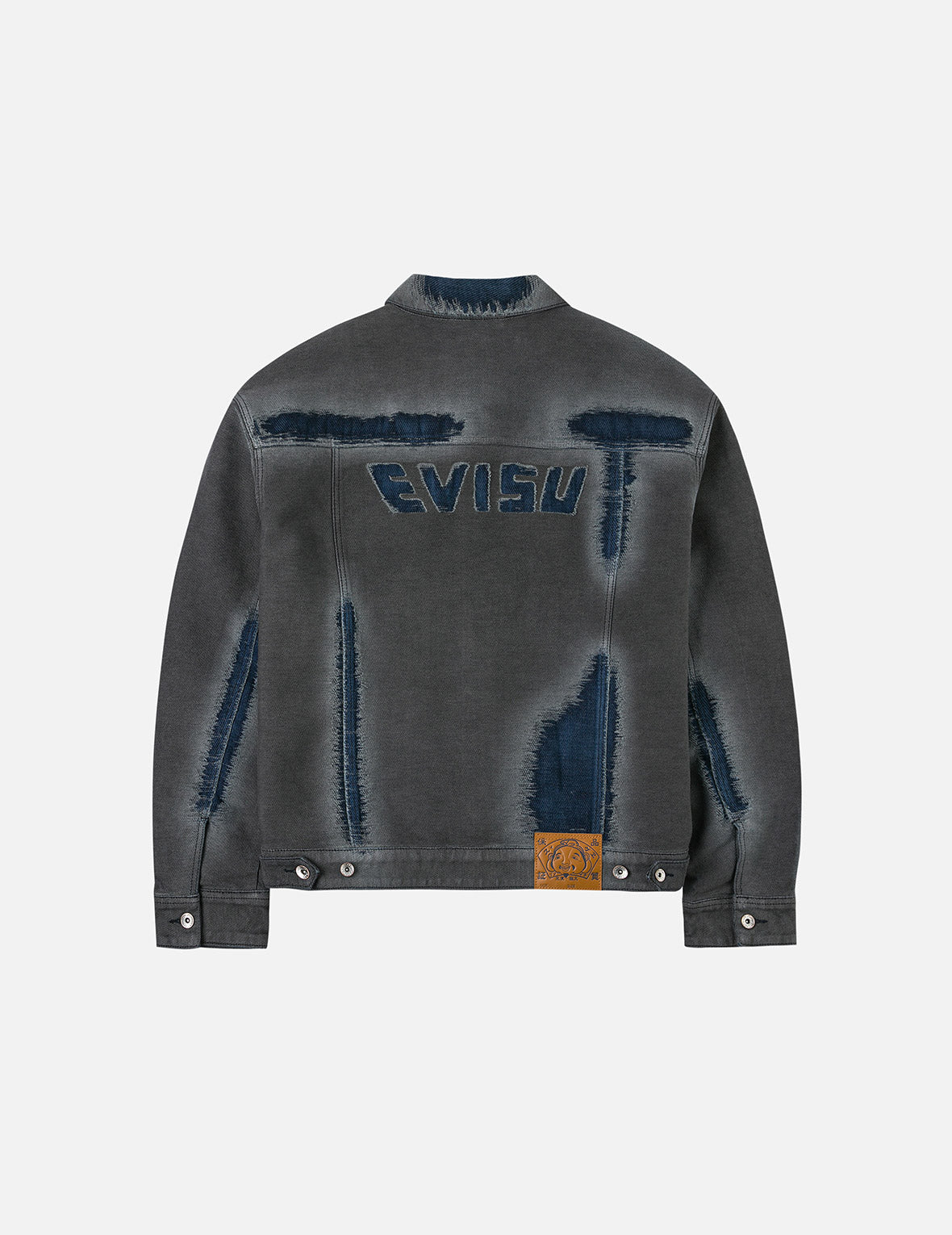 Distressed Seagull and Logo Print Relax Fit Washed Denim Jacket