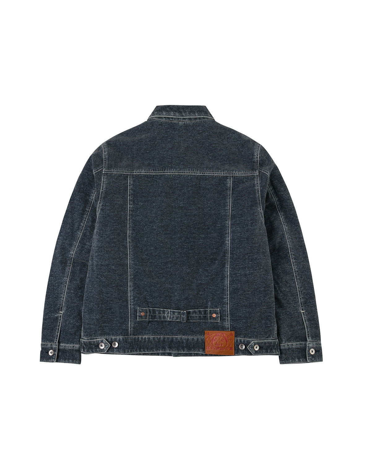Emboss Rivet Seagull Relax Fit Washed Denim Jacket