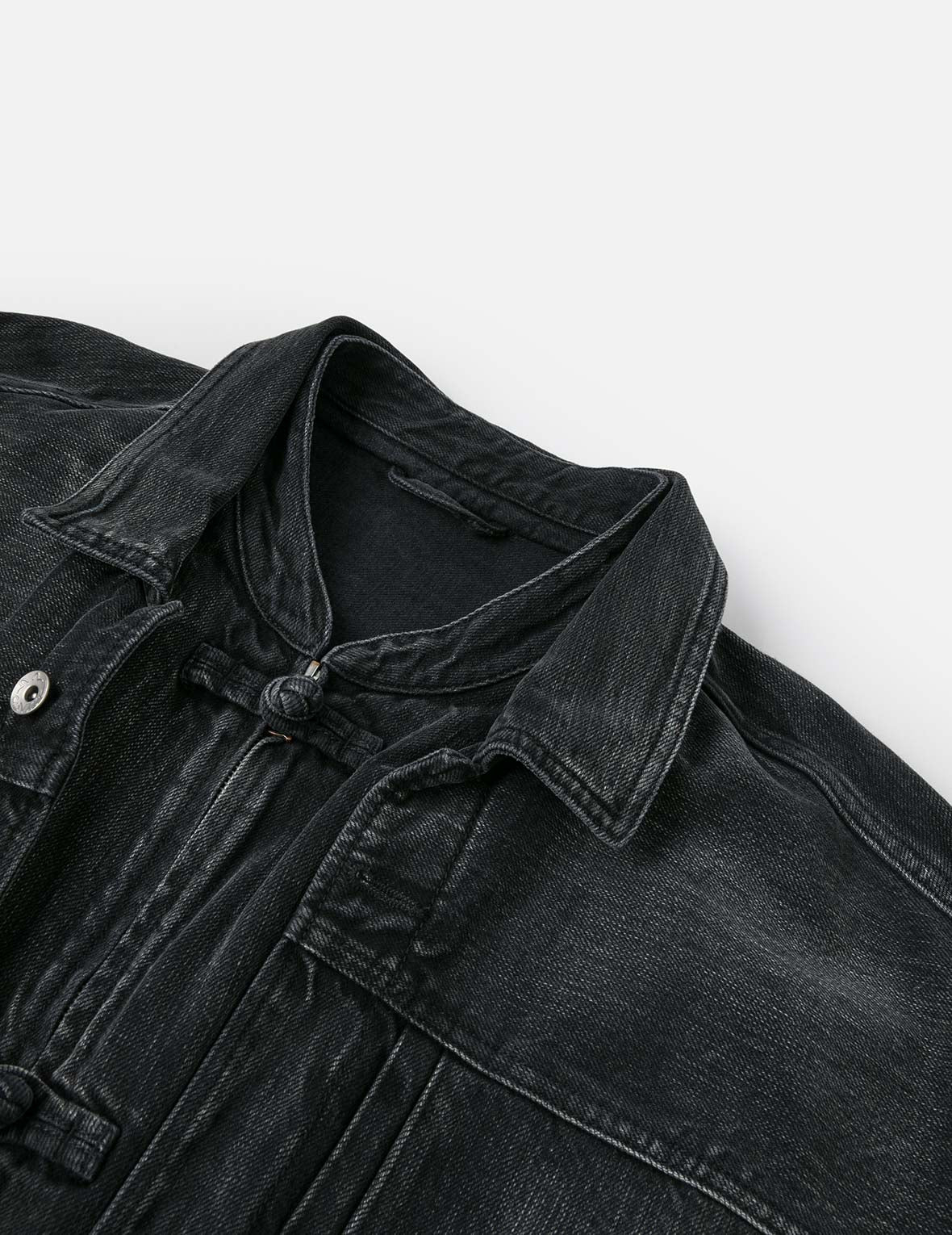 佛頭商標刺繡超寬版中國風水洗牛仔外套